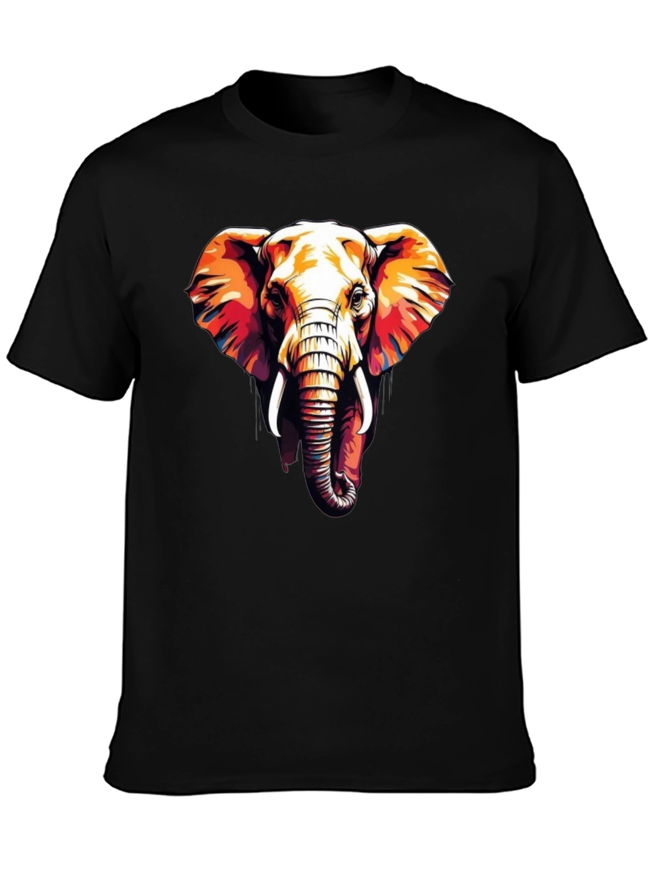 Elephant Graphic Print Black Tee