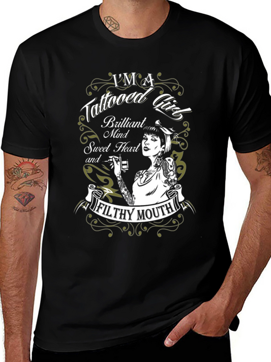 Tattooed Girl Graphic Tee - Edgy & Unique Design