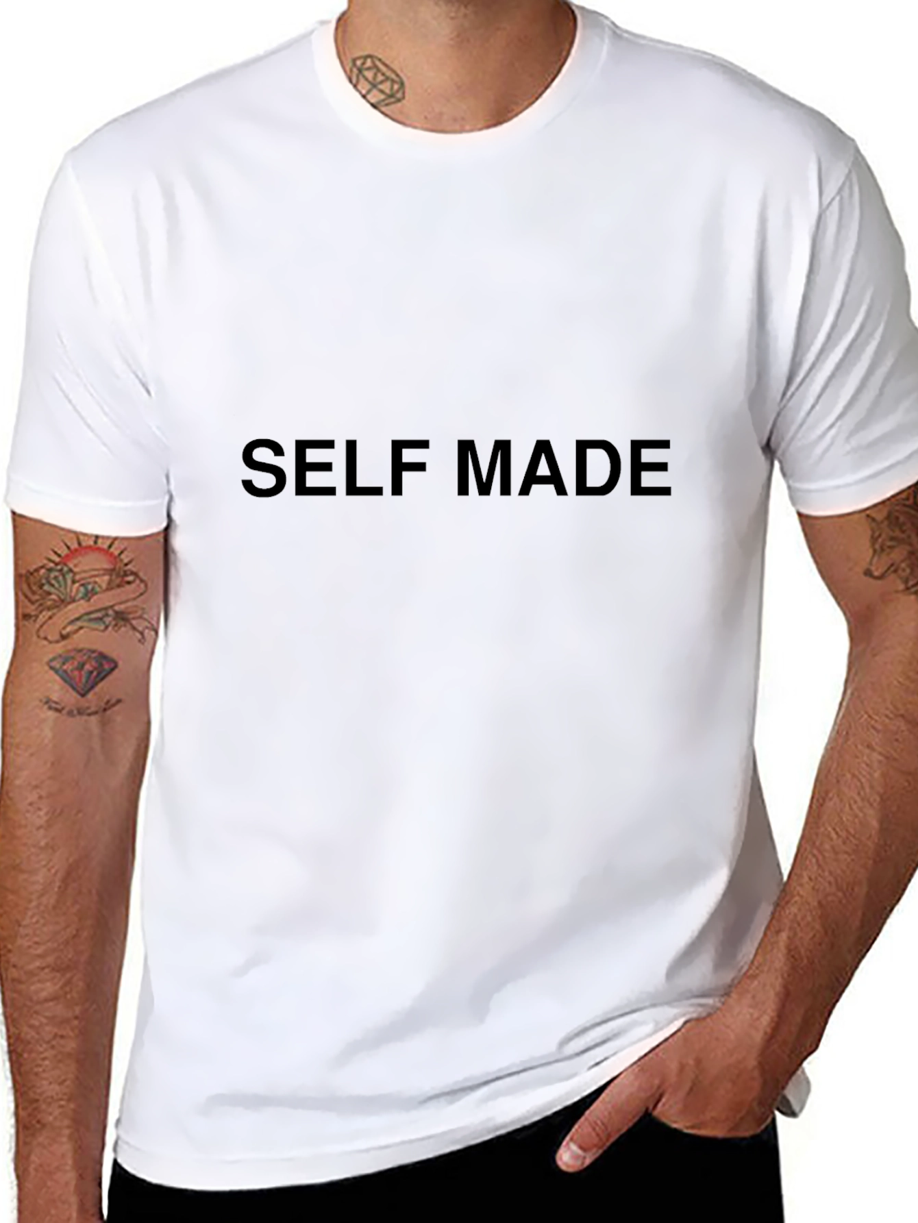 Self Made Black T-Shirt - Premium Cotton Crew Neck