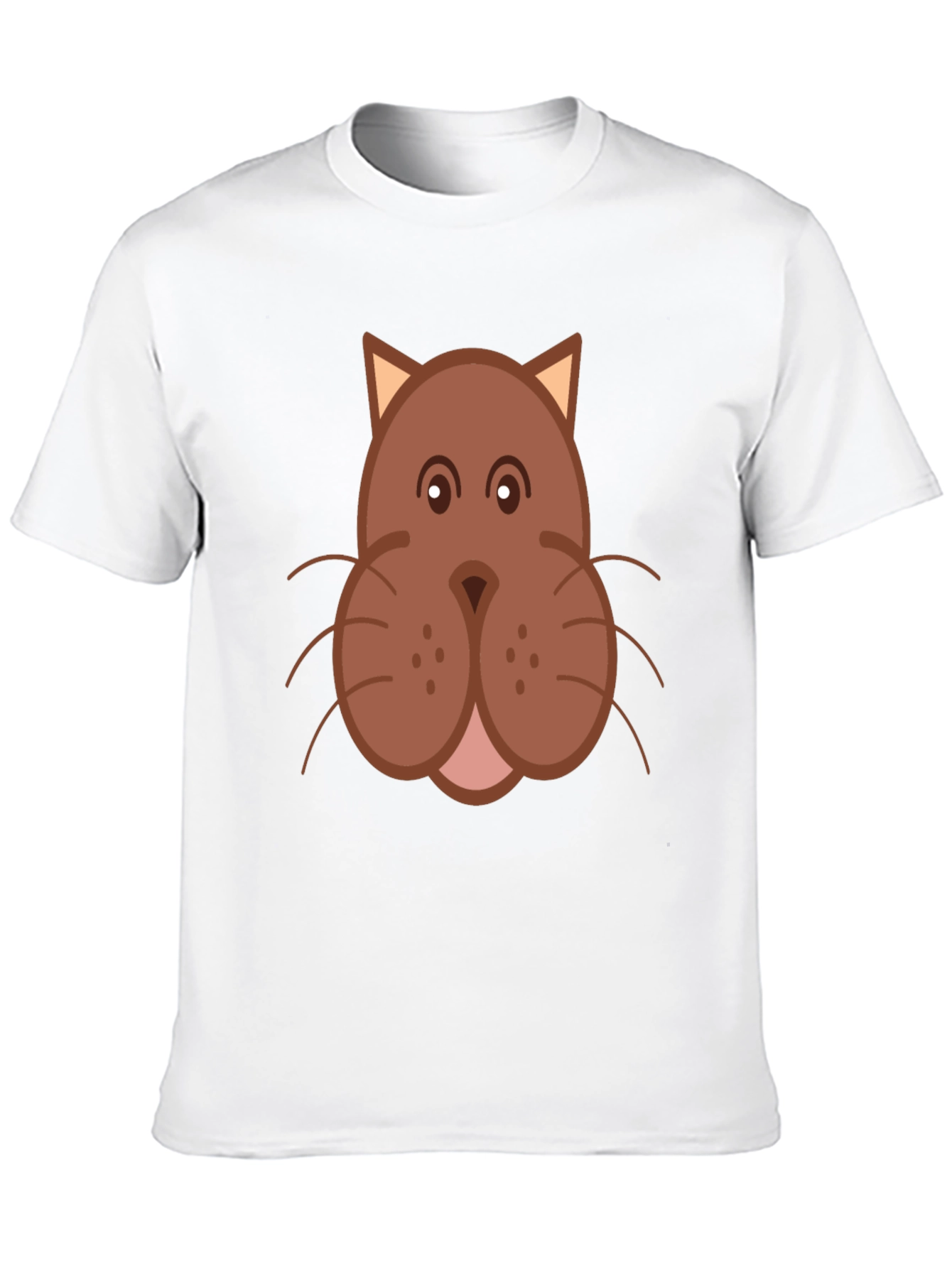 Cartoon Cat Face Graphic Print Black T-Shirt