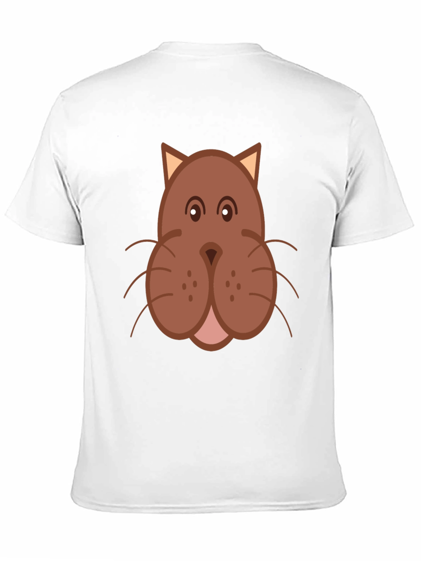 Cartoon Cat Face Graphic Print Black T-Shirt