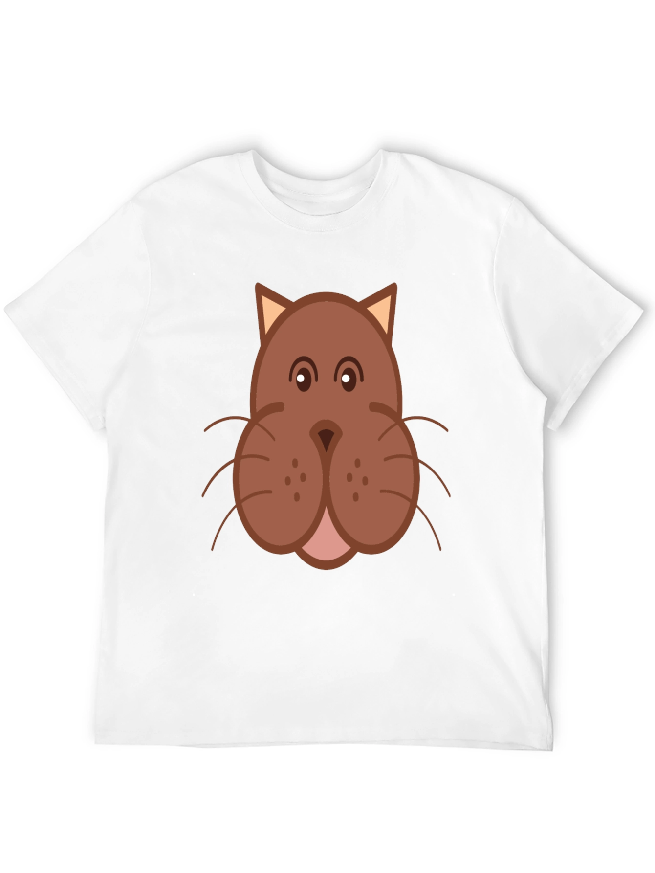 Cartoon Cat Face Graphic Print Black T-Shirt