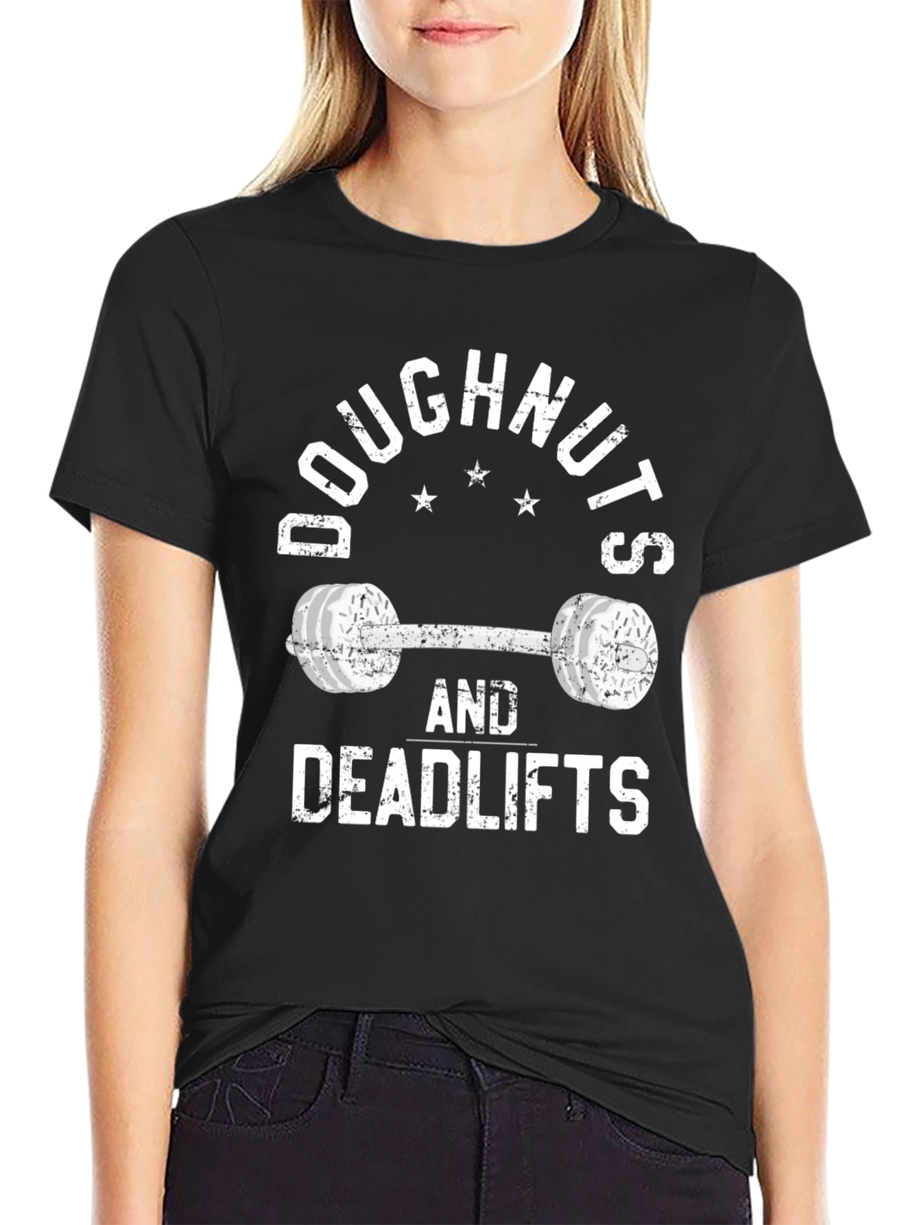 Doughnuts and Deadlifts Black T-Shirt - Workout Gear
