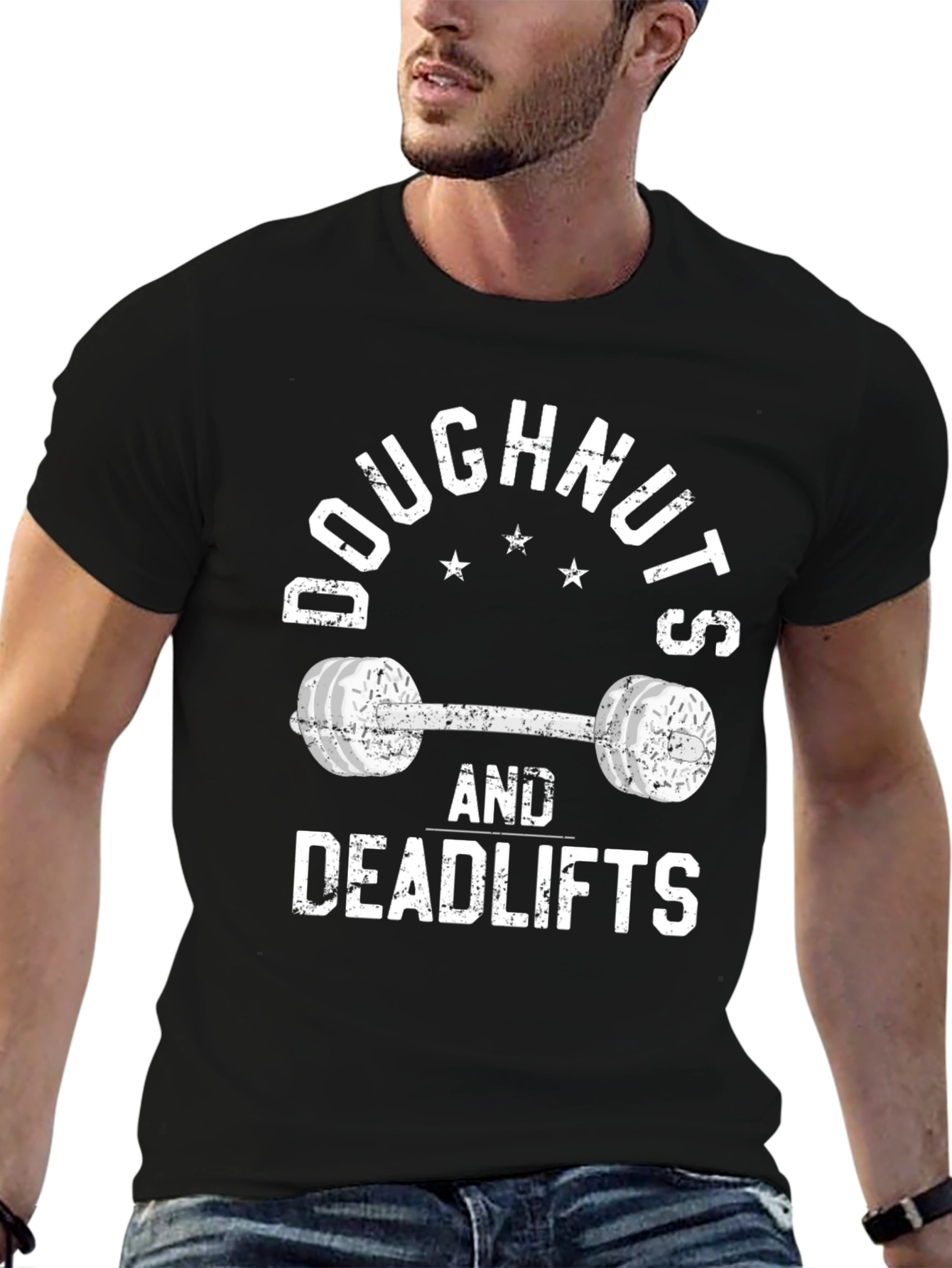 Doughnuts and Deadlifts Black T-Shirt - Workout Gear