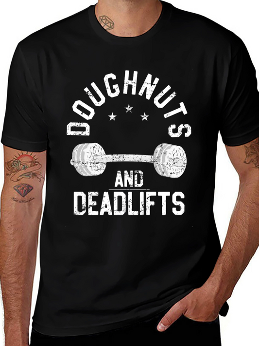 Doughnuts and Deadlifts Black T-Shirt - Workout Gear