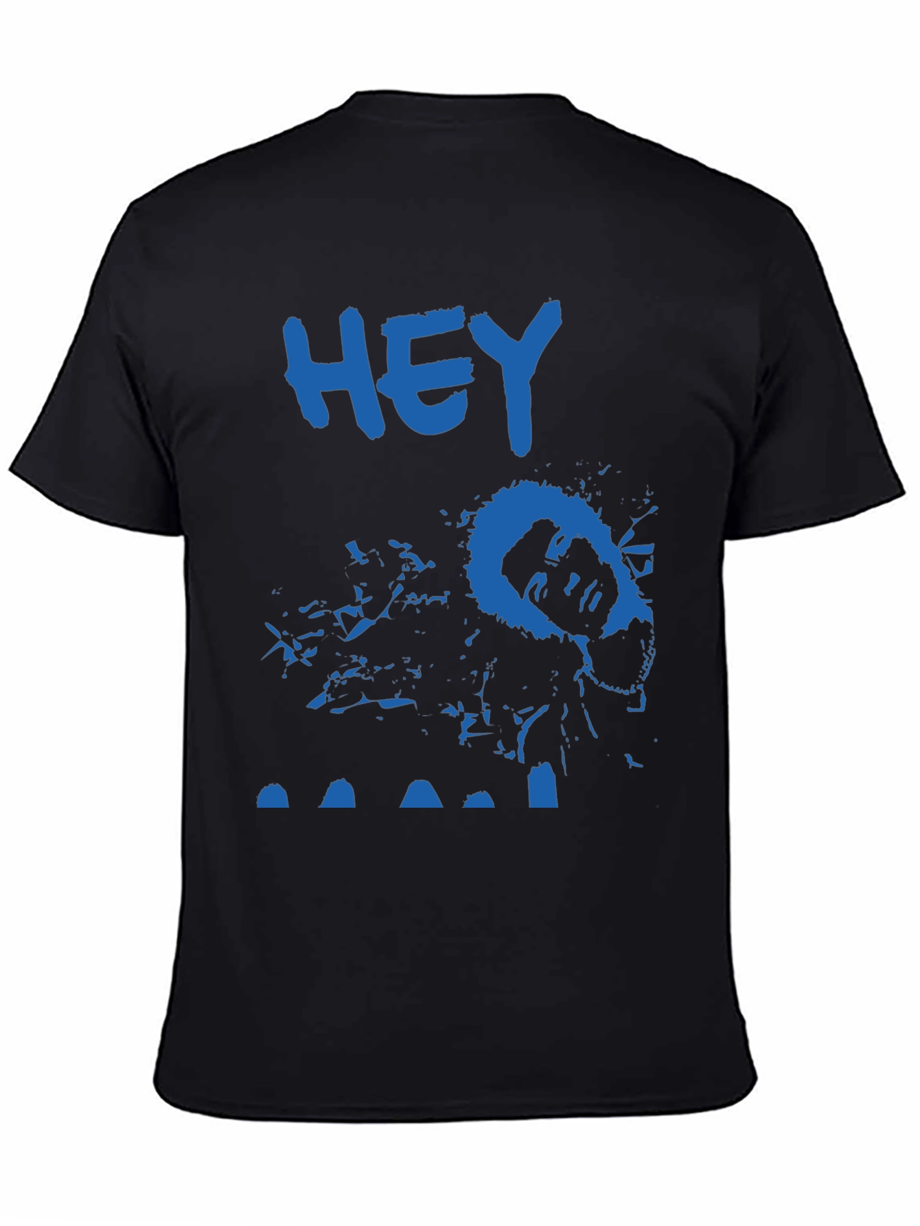 Blue HEY Tee: Unique Graphic Print