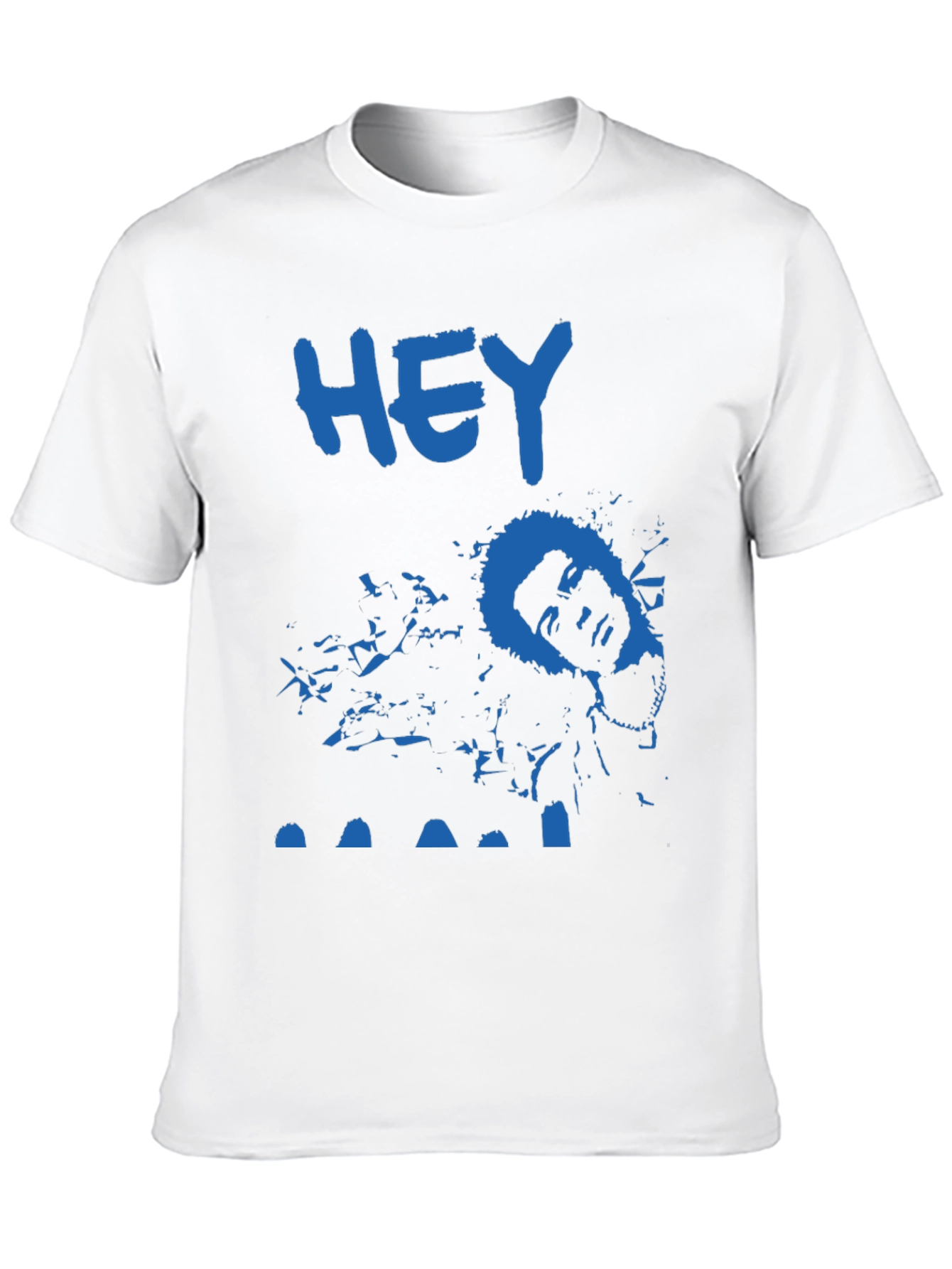 Blue HEY Tee: Unique Graphic Print