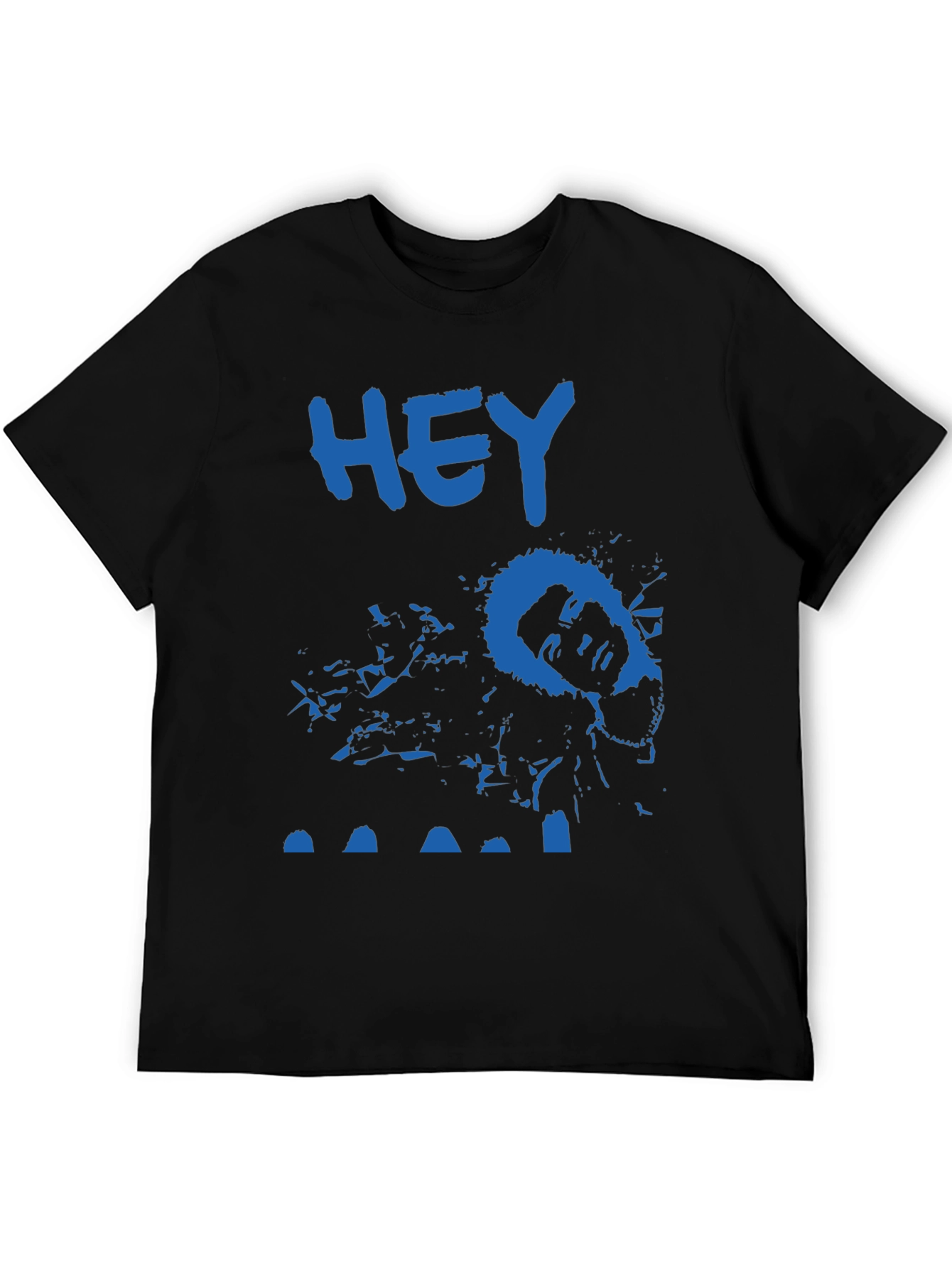 Blue HEY Tee: Unique Graphic Print
