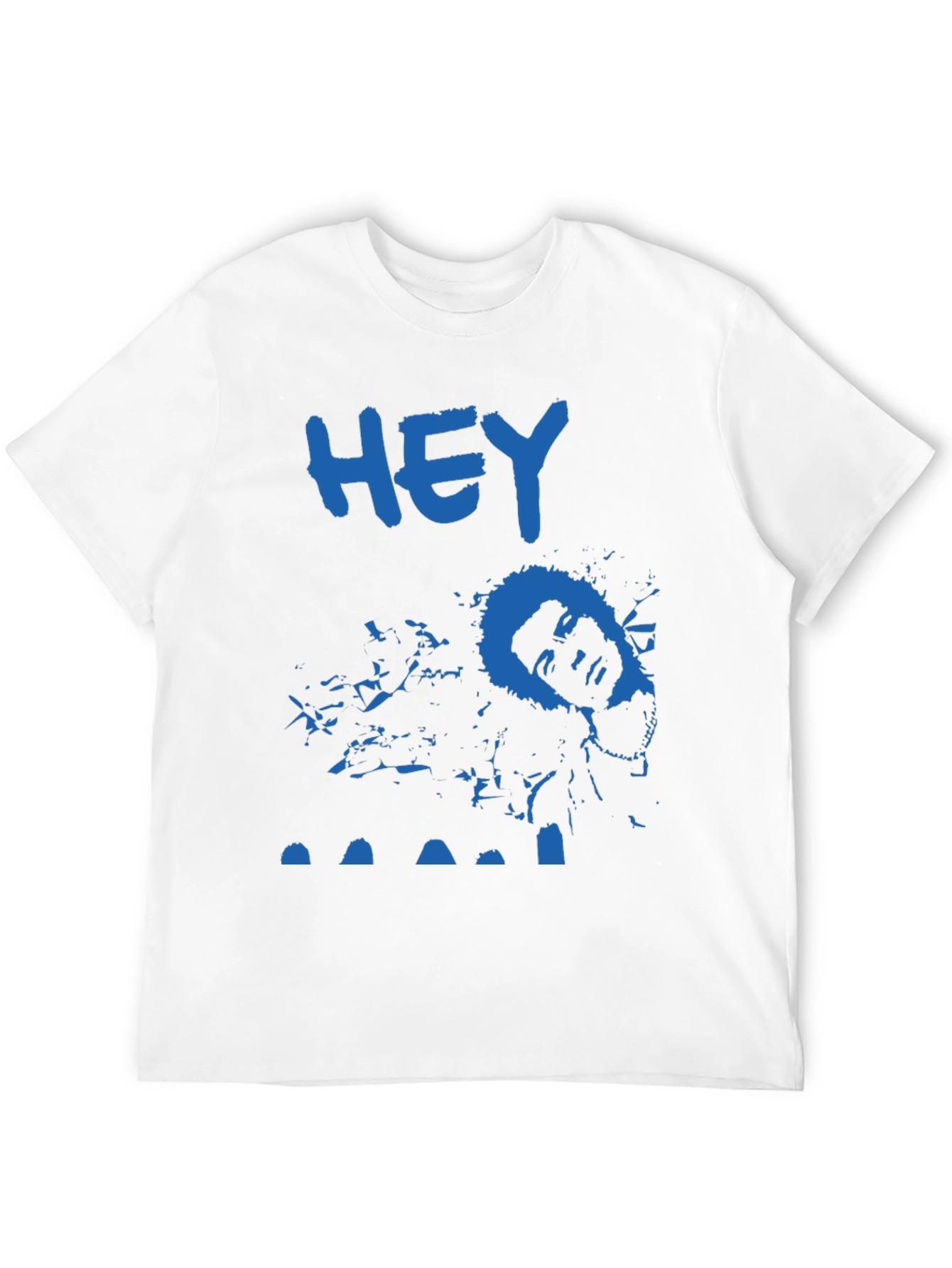 Blue HEY Tee: Unique Graphic Print