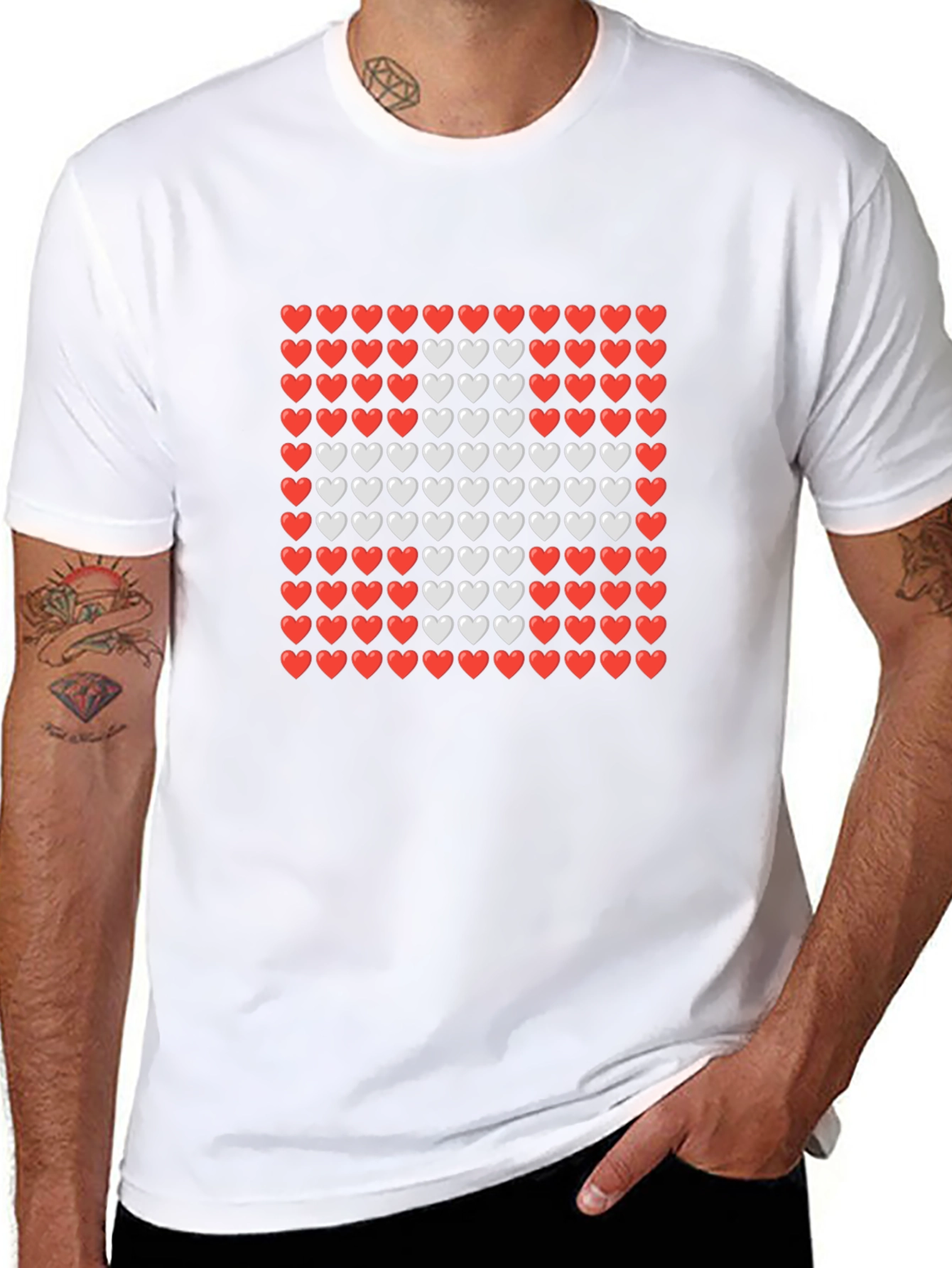 Heart Pattern Crewneck T-Shirt