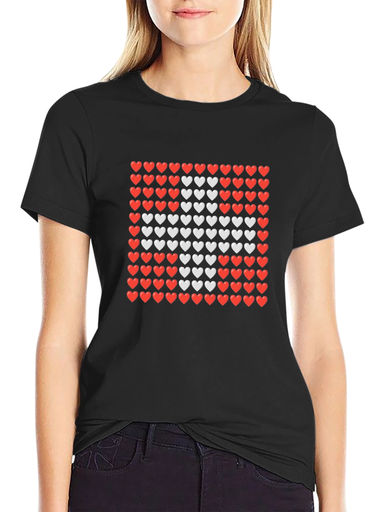 Heart Pattern Crewneck T-Shirt