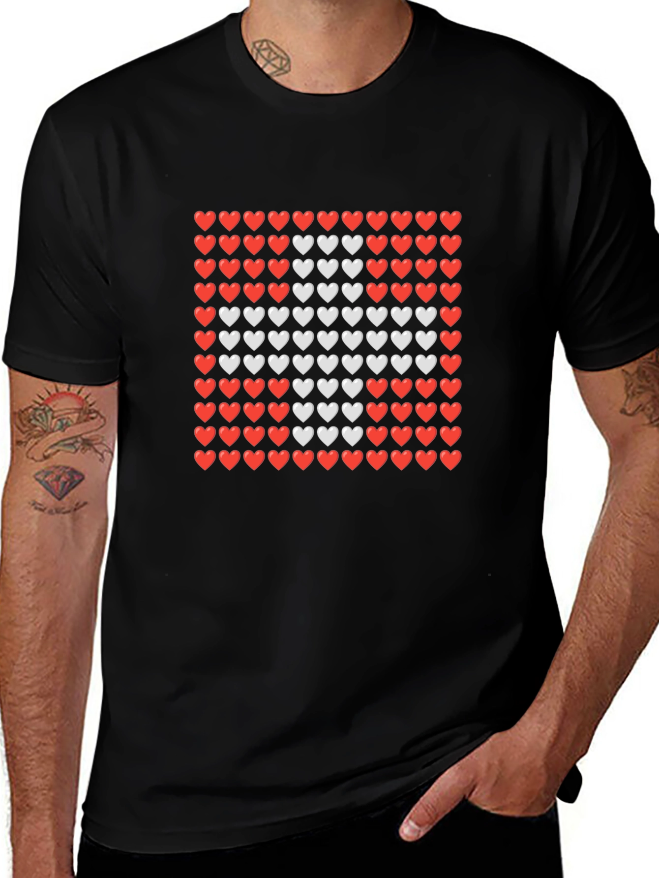 Heart Pattern Crewneck T-Shirt