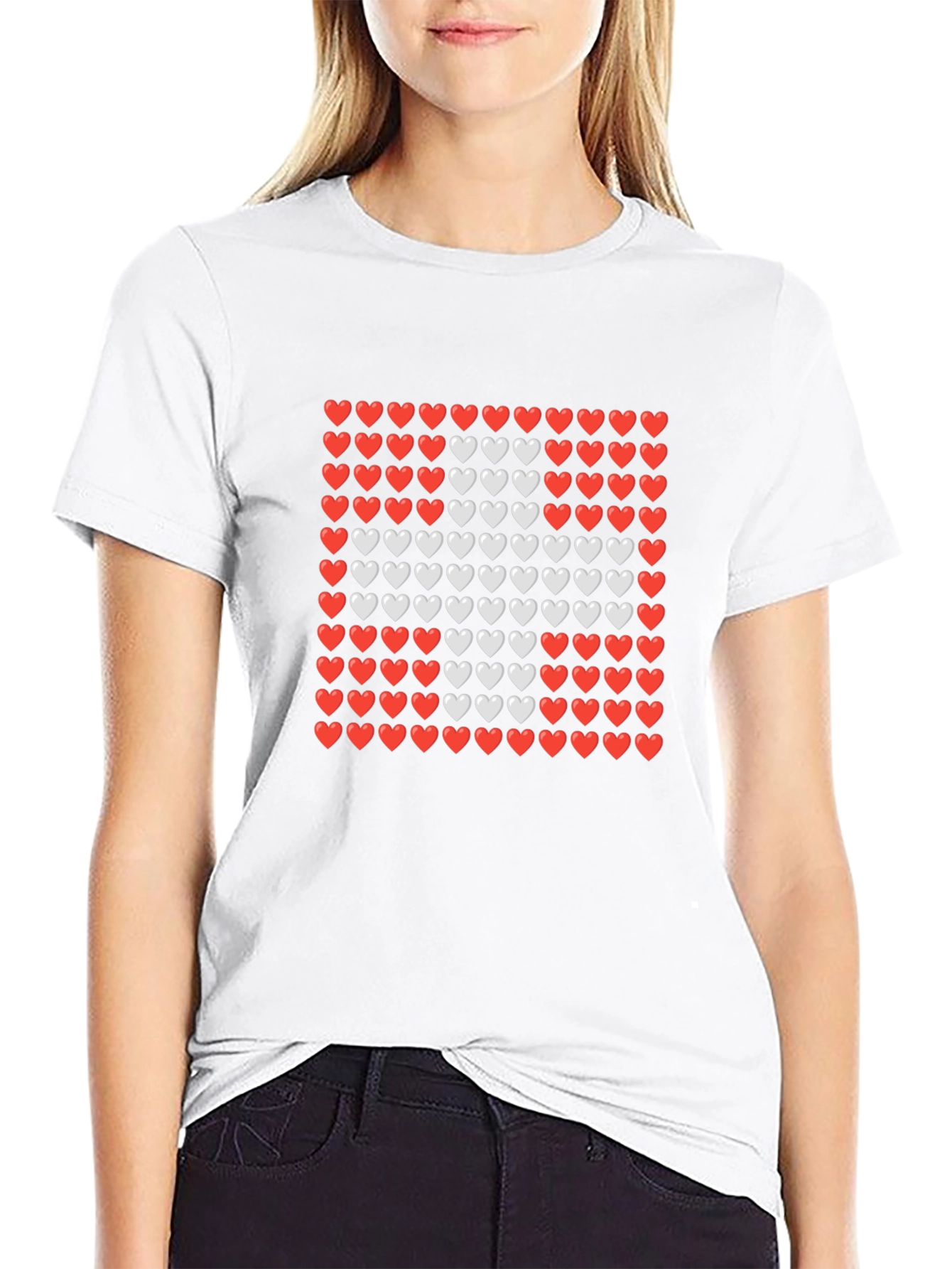 Heart Pattern Crewneck T-Shirt