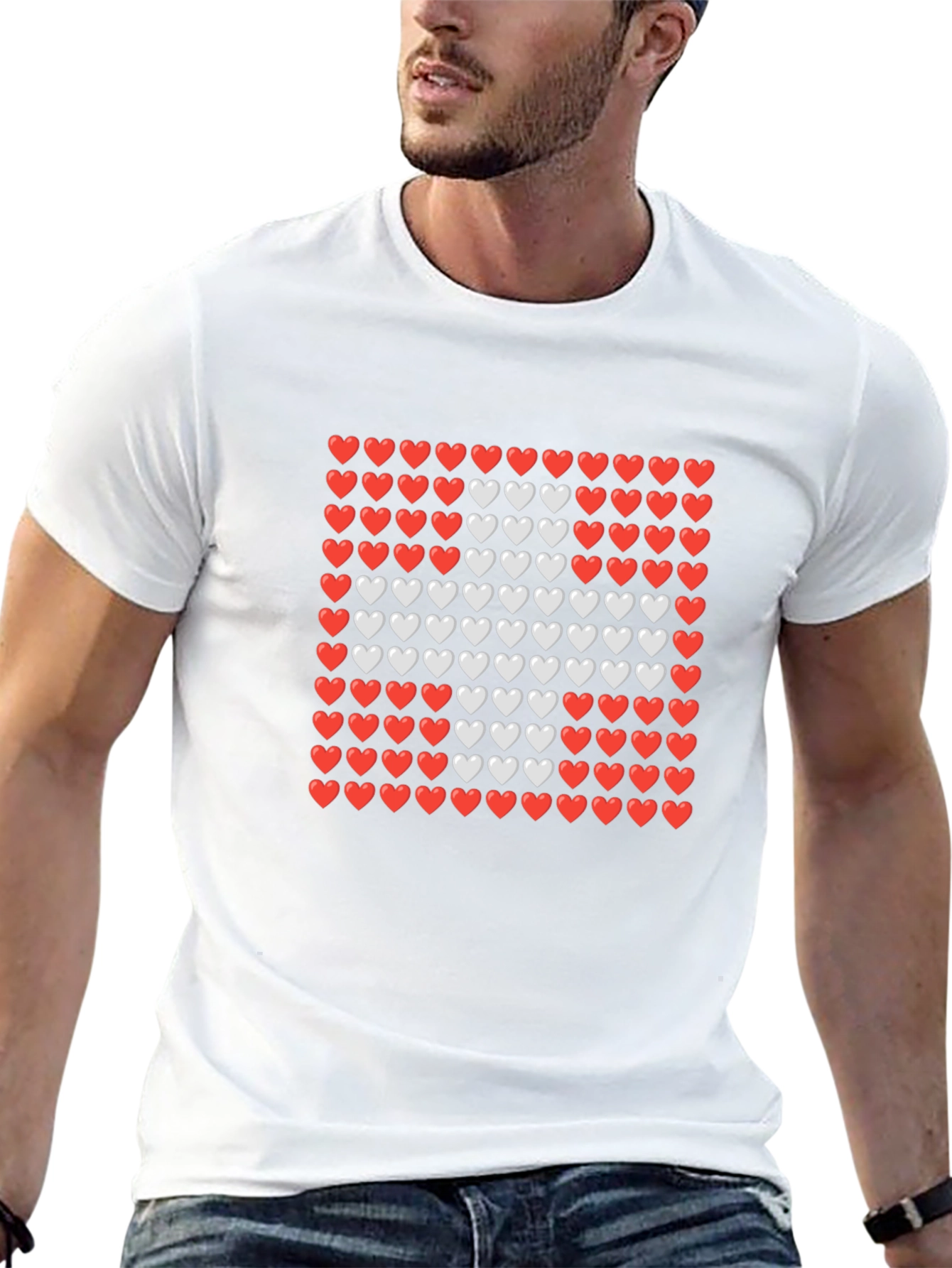 Heart Pattern Crewneck T-Shirt