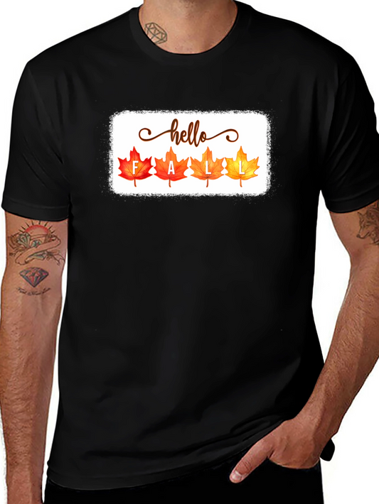 Hello Fall Graphic Tee - Autumn Leaves T-Shirt