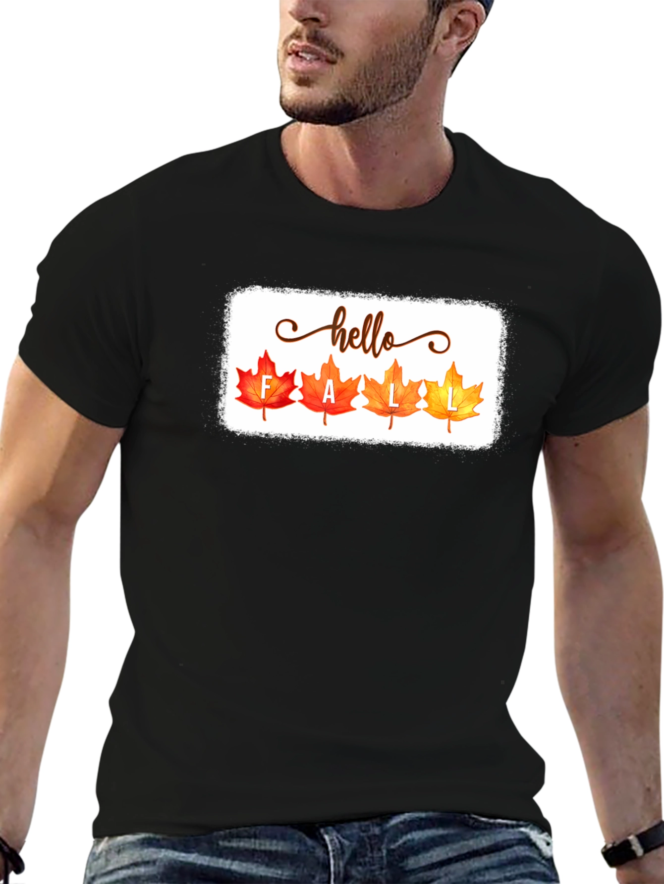 Hello Fall Graphic Tee - Autumn Leaves T-Shirt