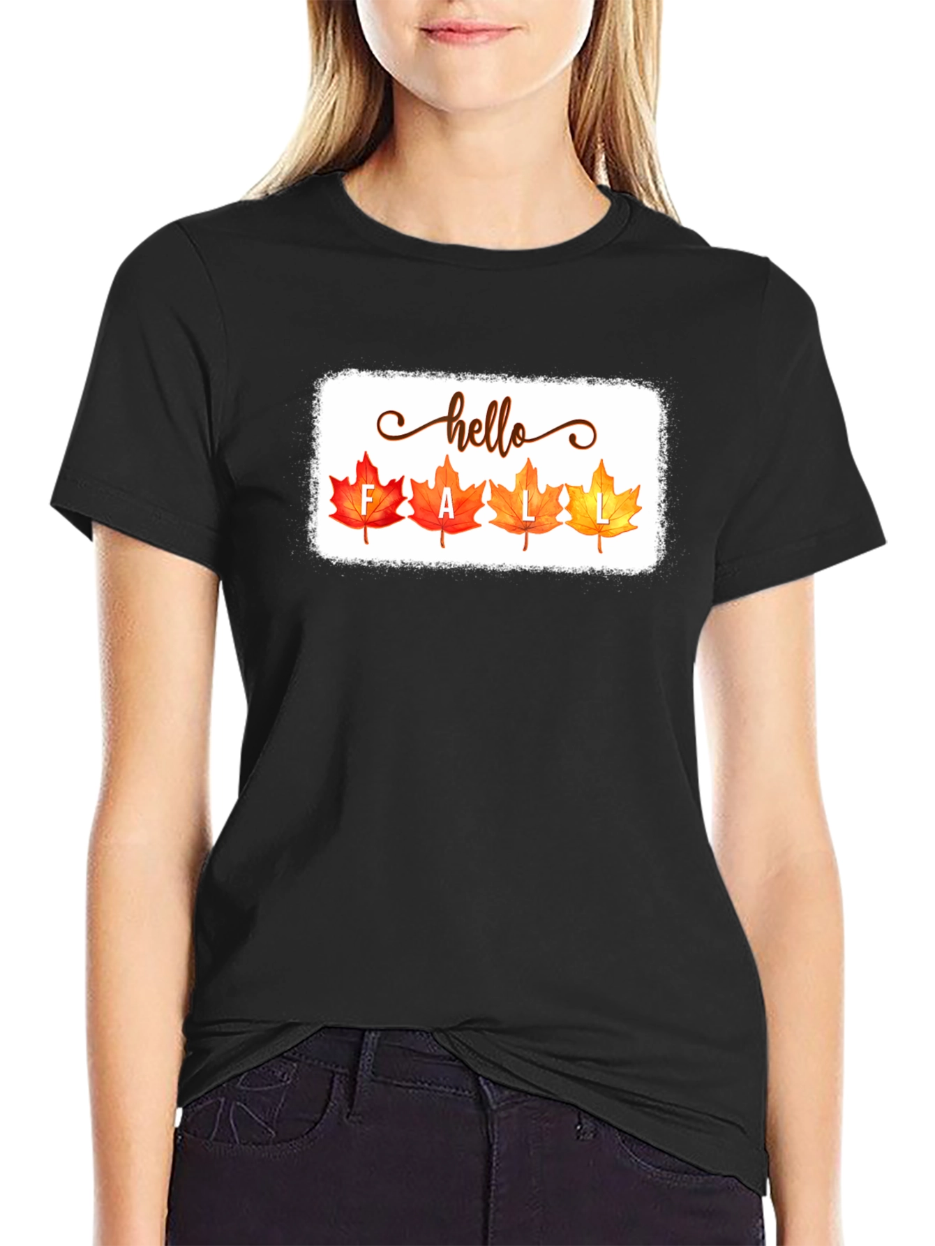 Hello Fall Graphic Tee - Autumn Leaves T-Shirt