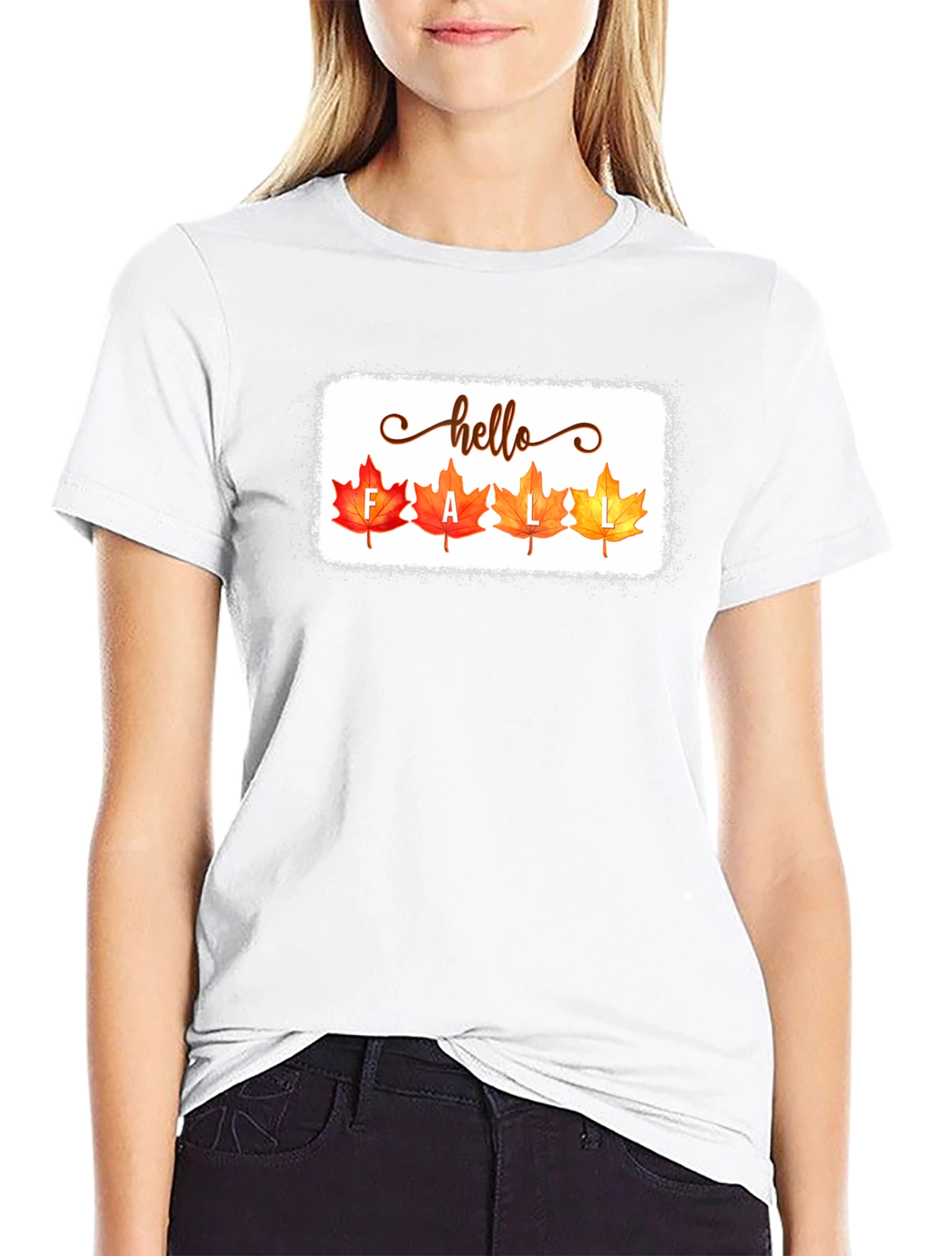 Hello Fall Graphic Tee - Autumn Leaves T-Shirt