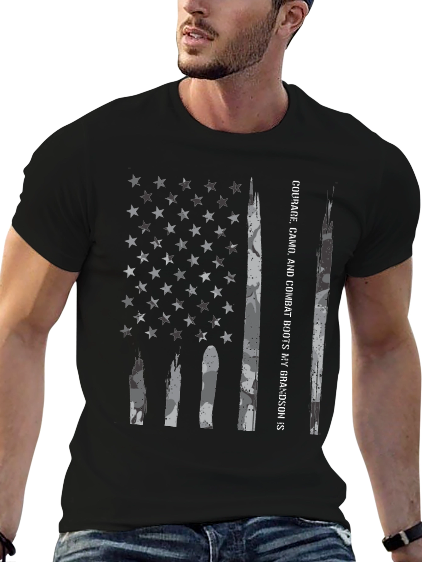 American Flag Camo T-Shirt - Grandson Pride