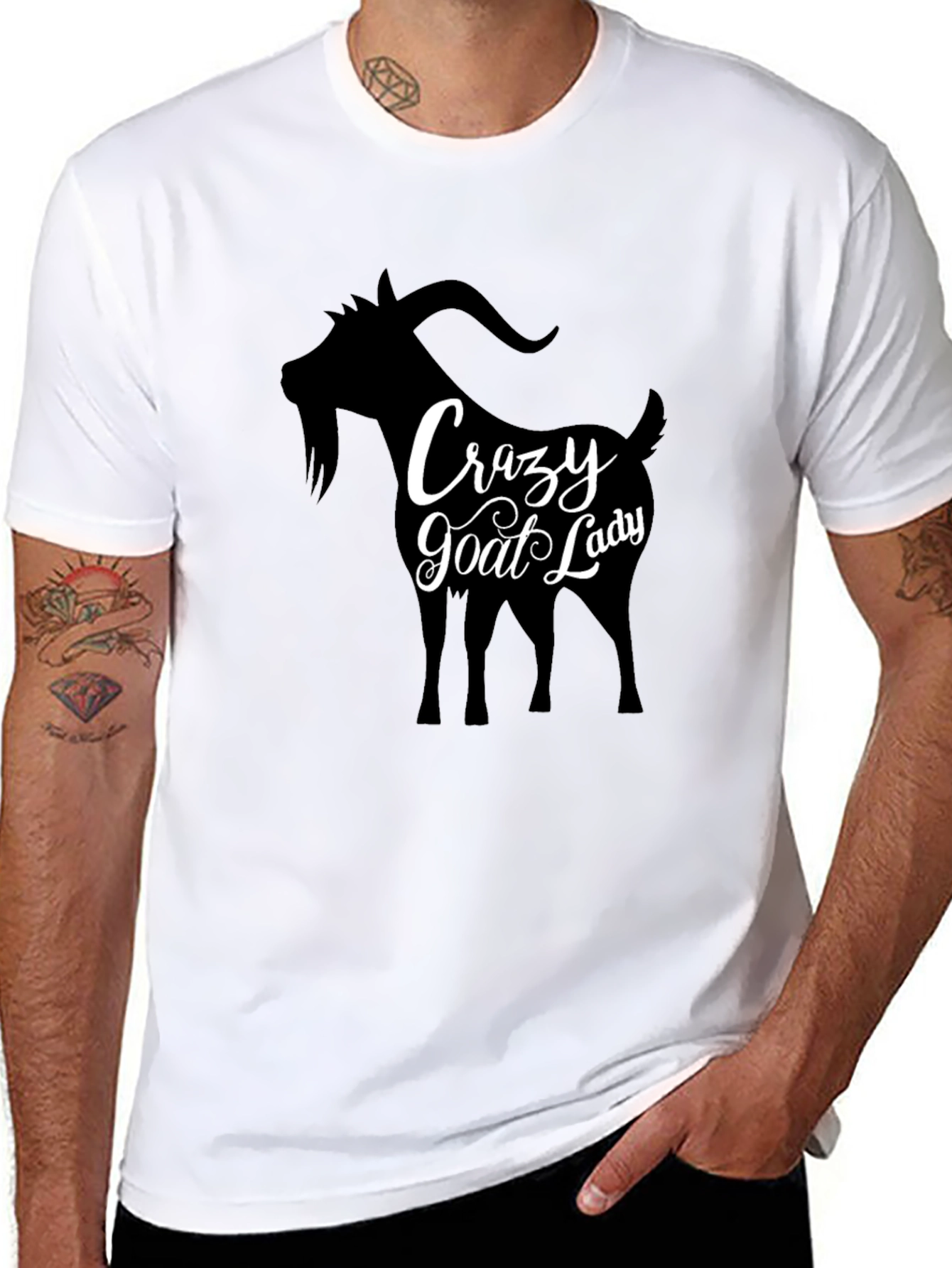 Crazy Goat Lady T-Shirt - Black Crew Neck Tee