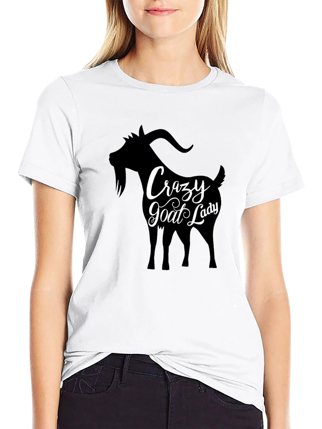 Crazy Goat Lady T-Shirt - Black Crew Neck Tee