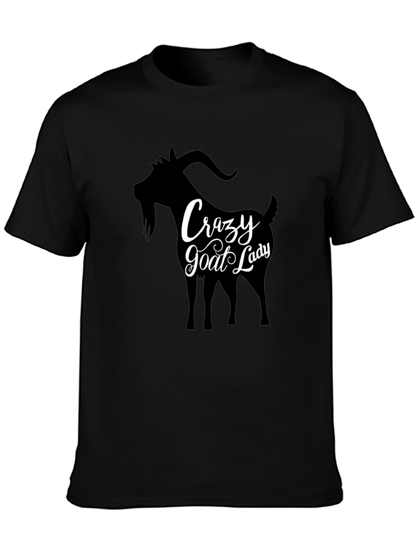 Crazy Goat Lady T-Shirt - Black Crew Neck Tee