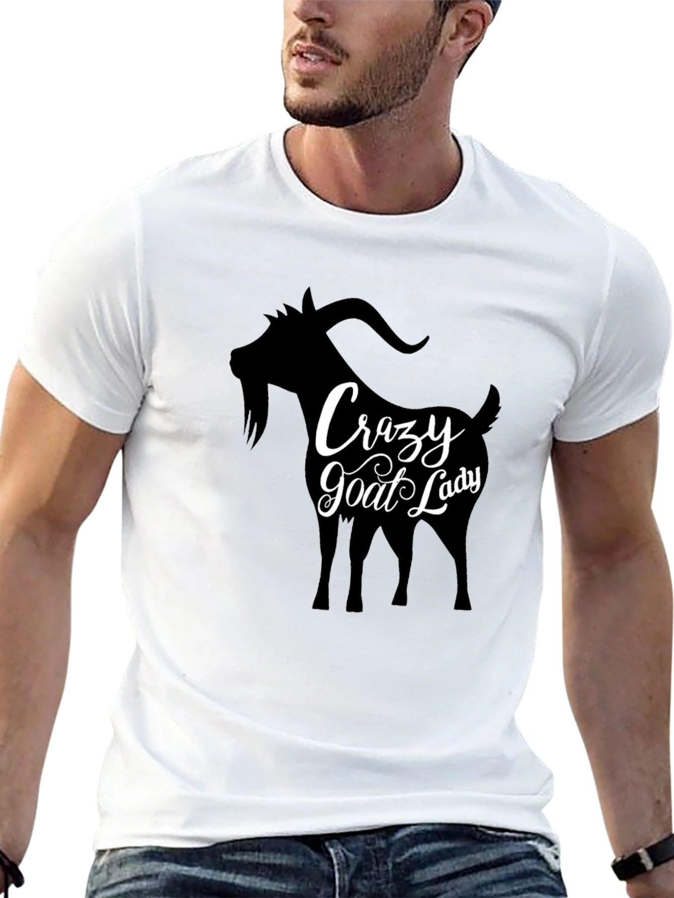Crazy Goat Lady T-Shirt - Black Crew Neck Tee