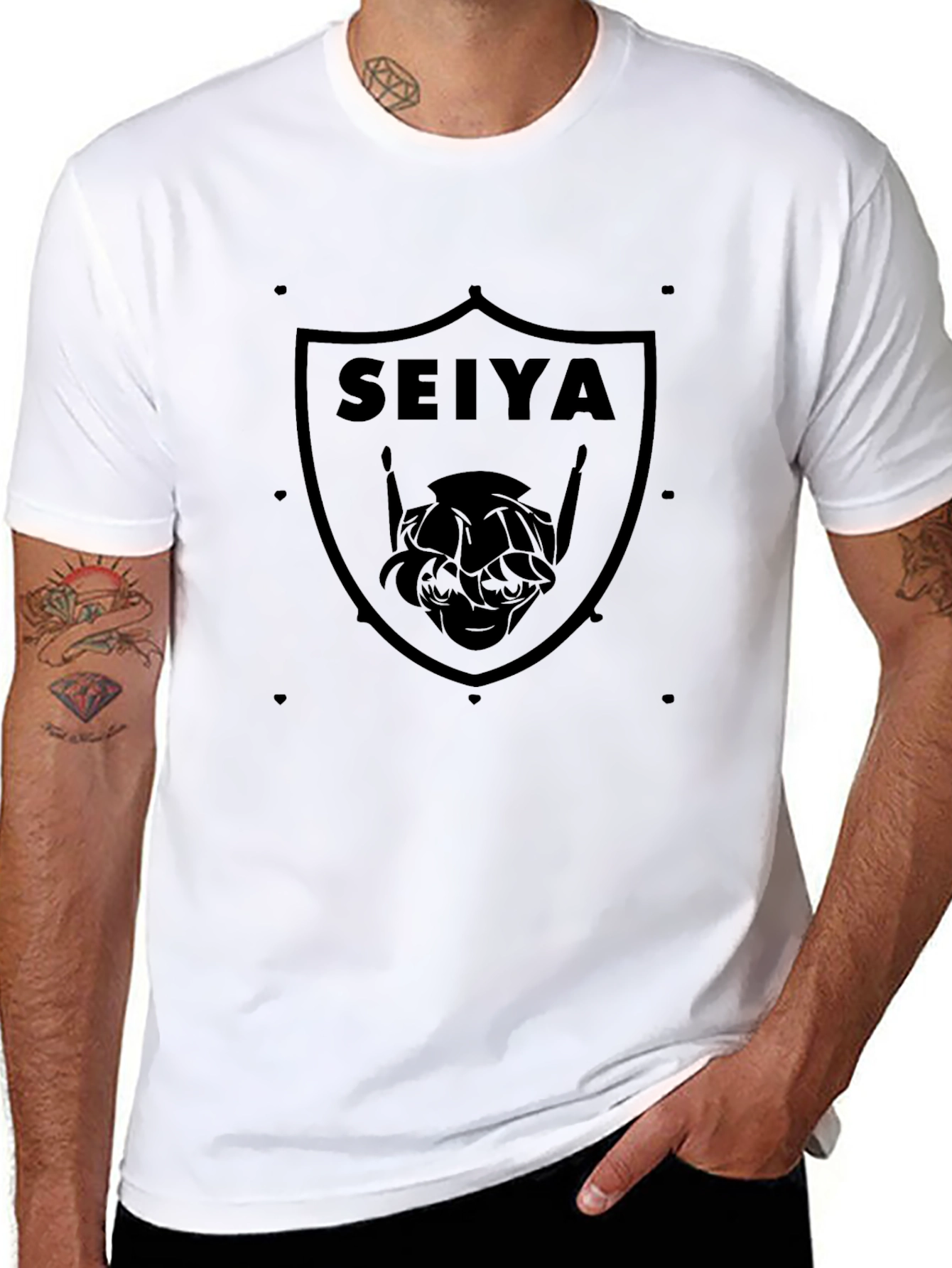 Seiya Anime Shield T-Shirt - Black Graphic Tee
