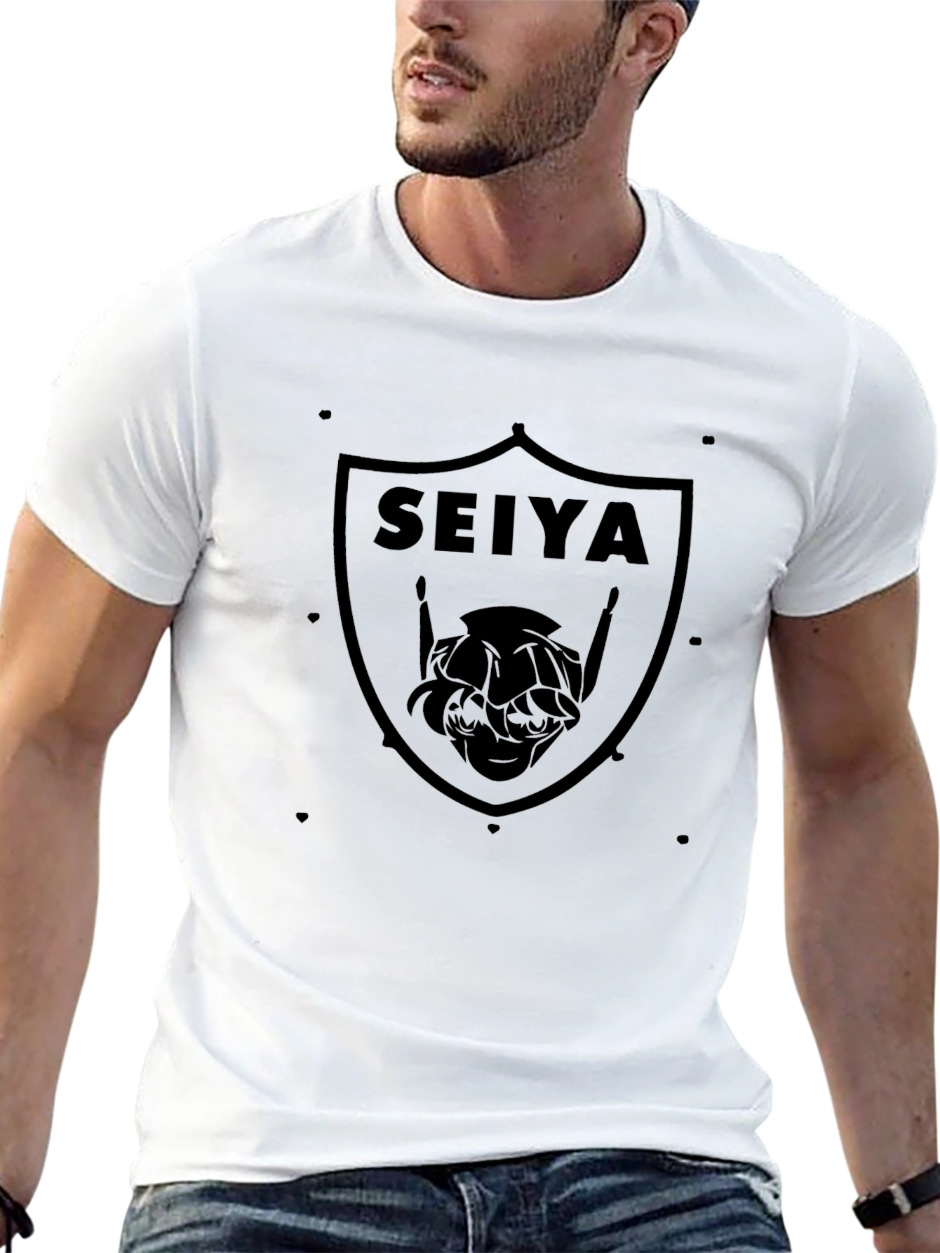 Seiya Anime Shield T-Shirt - Black Graphic Tee