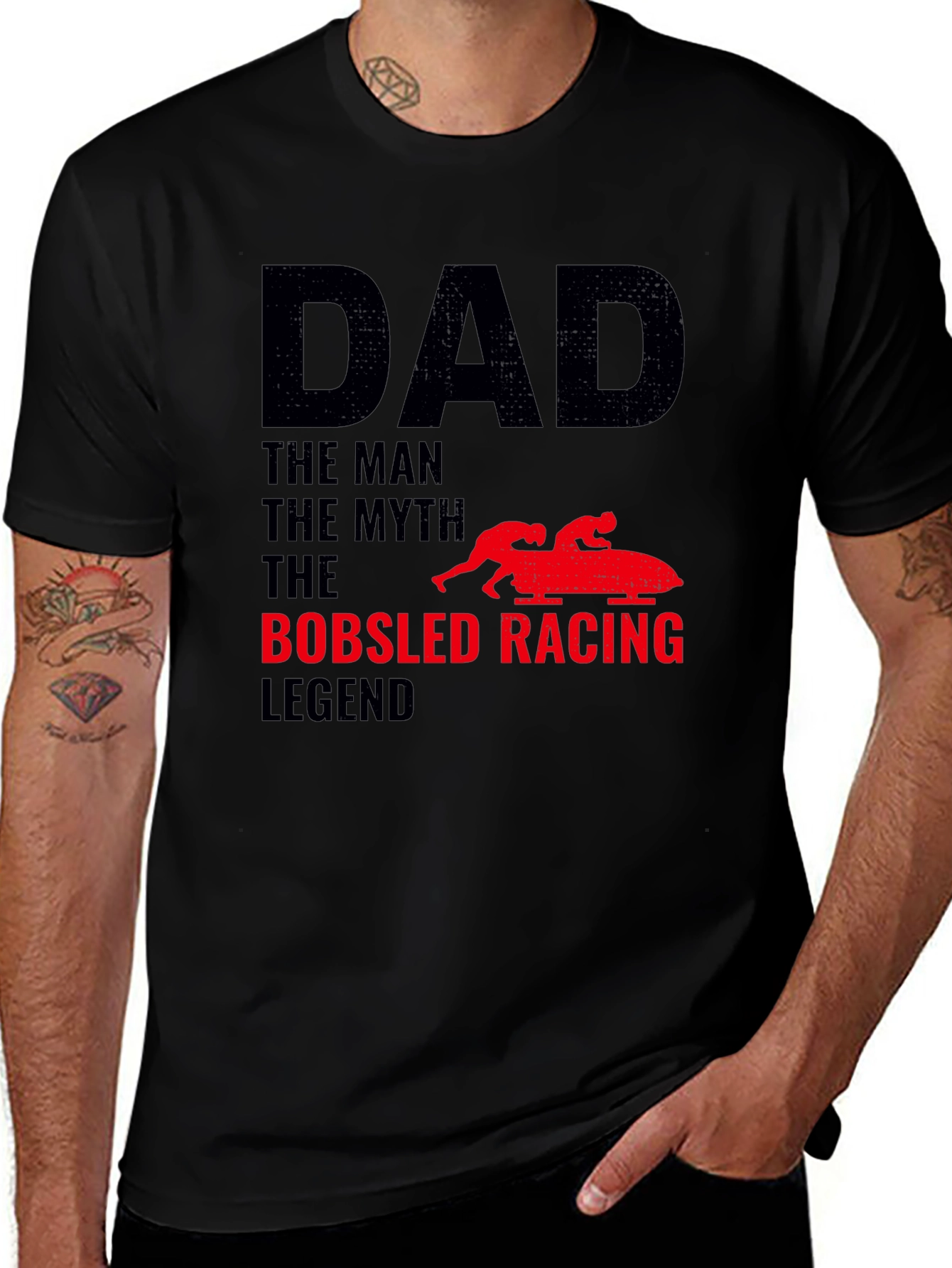 Dad Bobsled Racing Legend Black T-Shirt