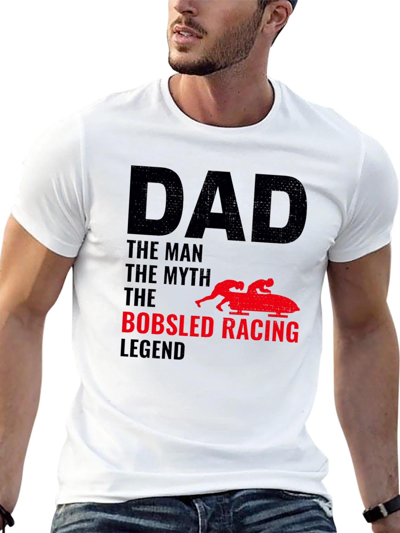Dad Bobsled Racing Legend Black T-Shirt