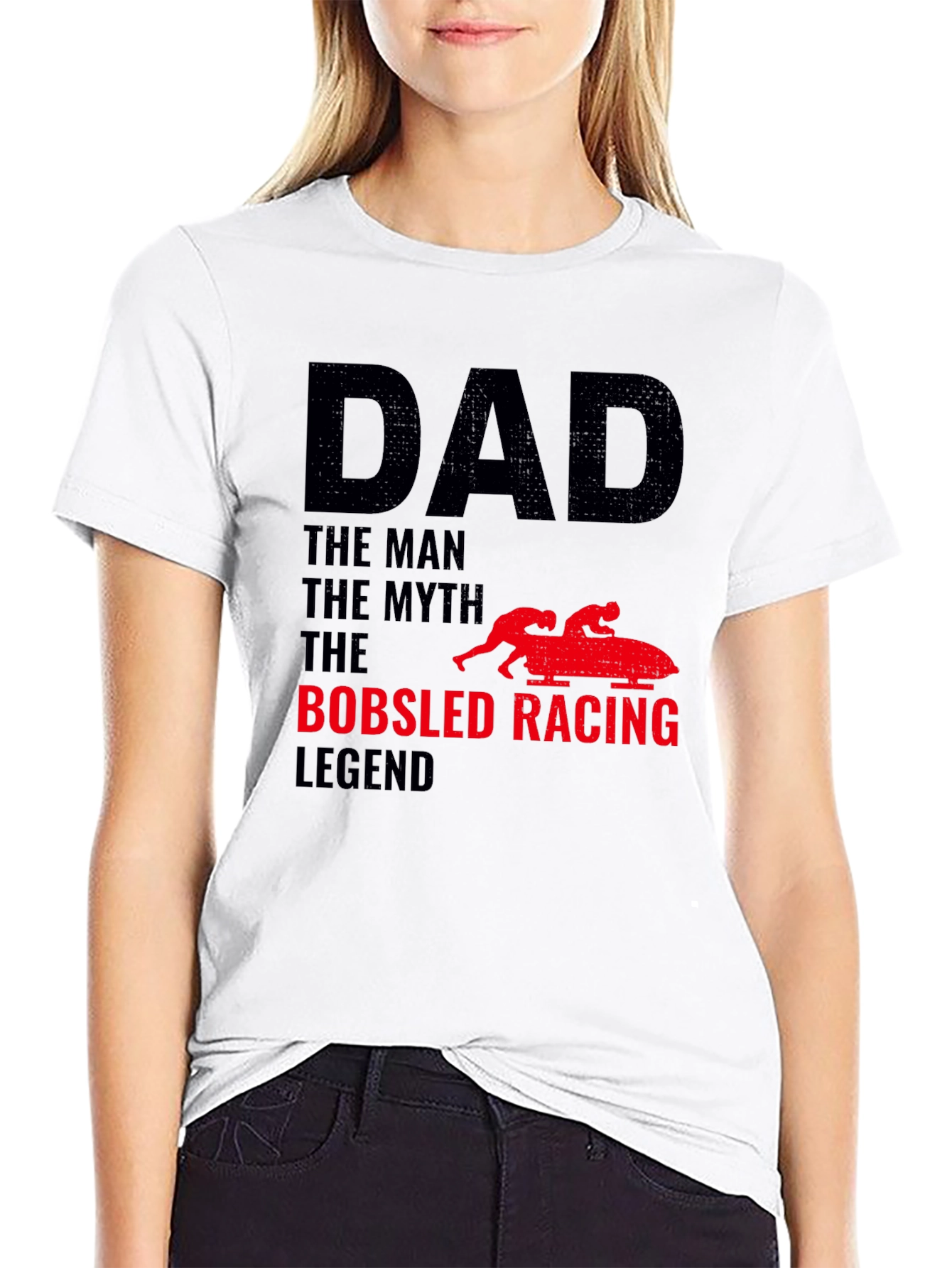 Dad Bobsled Racing Legend Black T-Shirt
