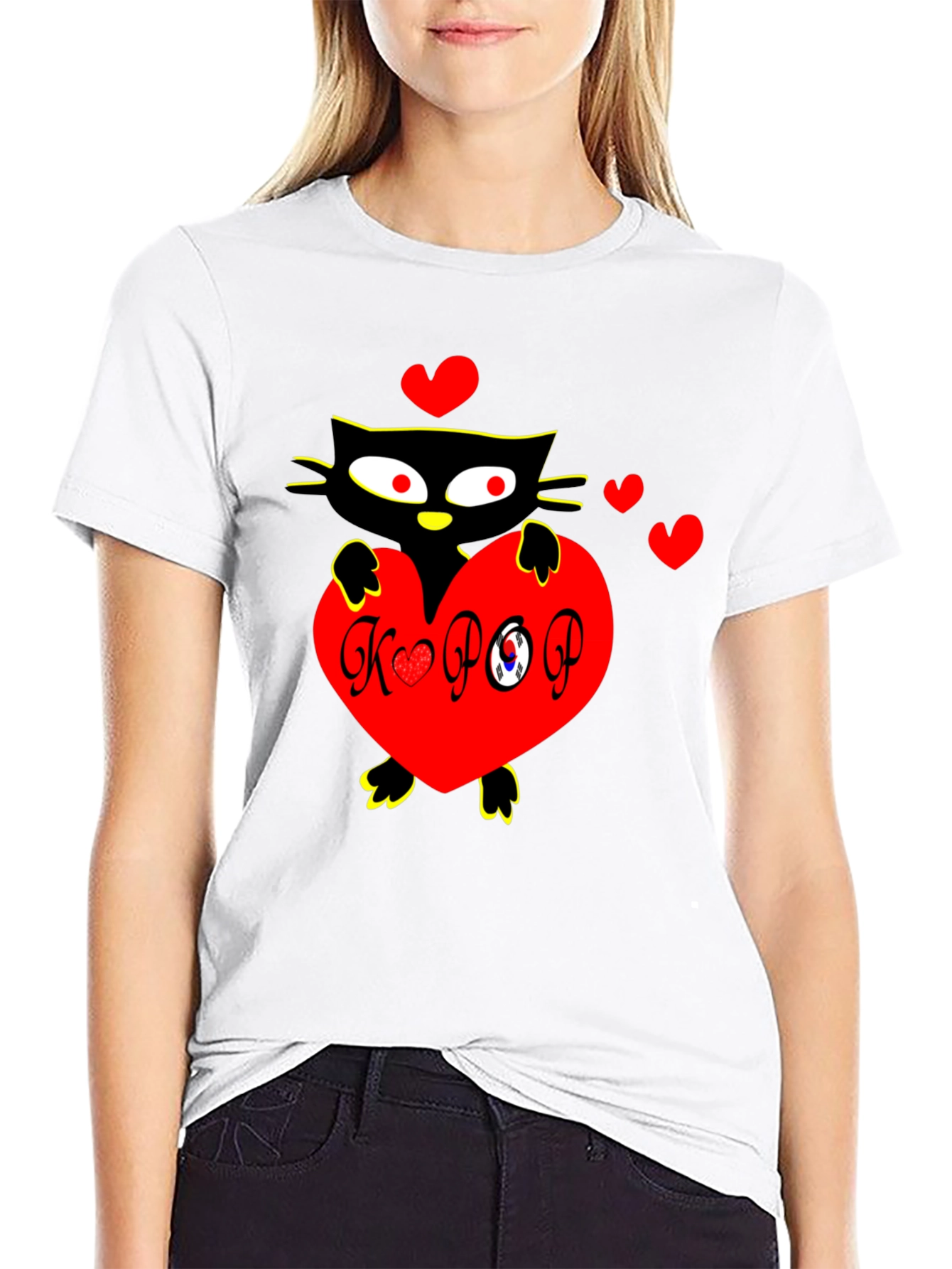 K-POP Cat Heart Graphic Tee