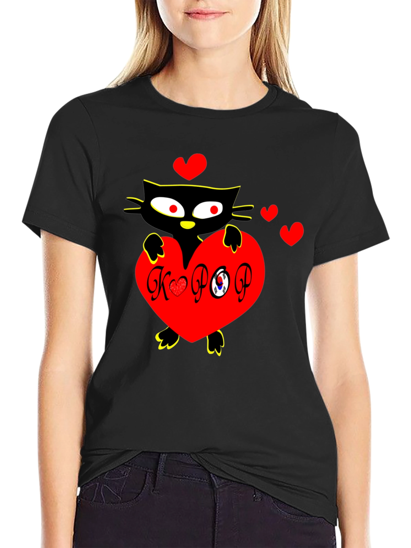 K-POP Cat Heart Graphic Tee