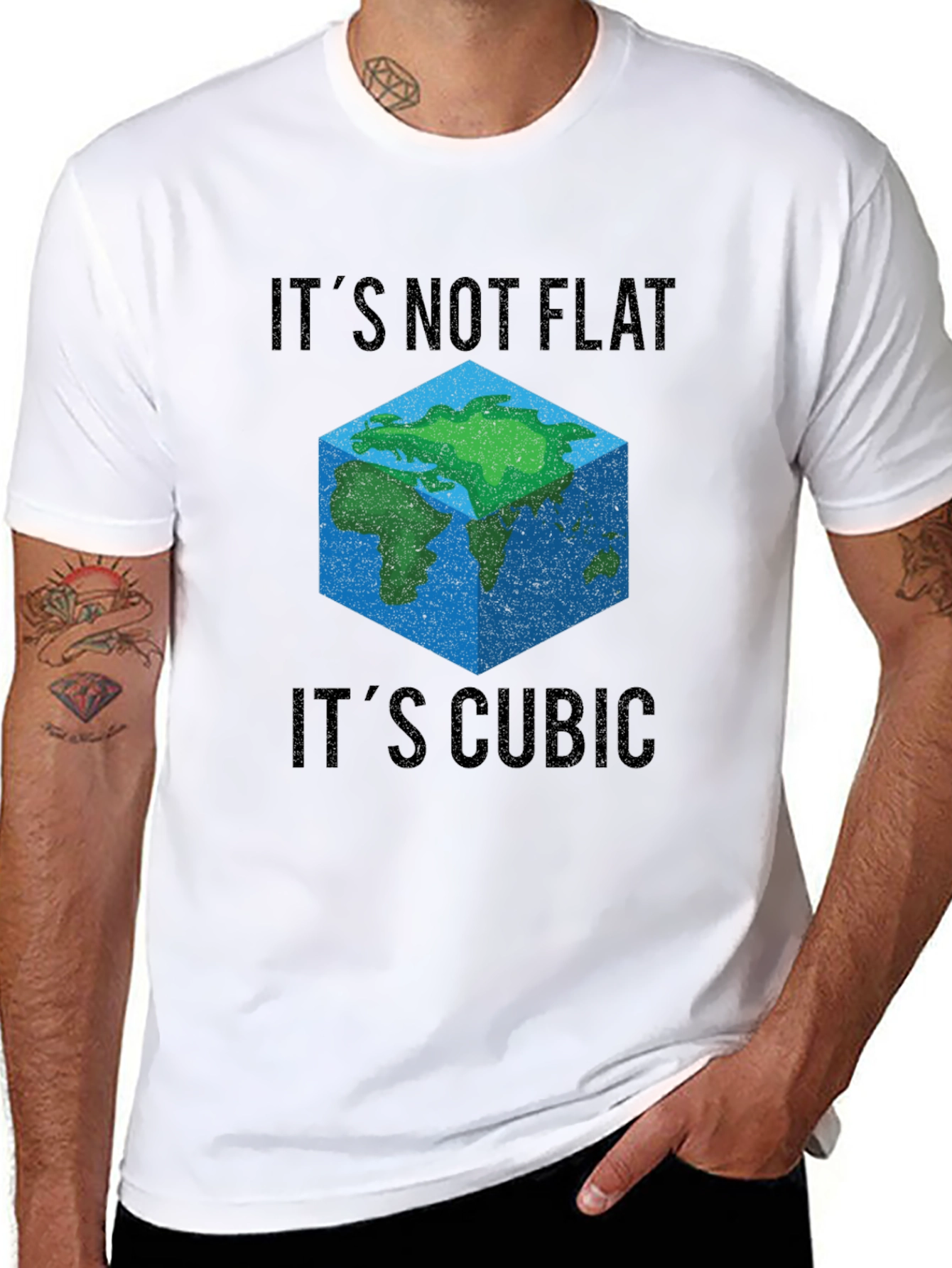 Cubic Earth T-Shirt - Its Not Flat Its Cubic