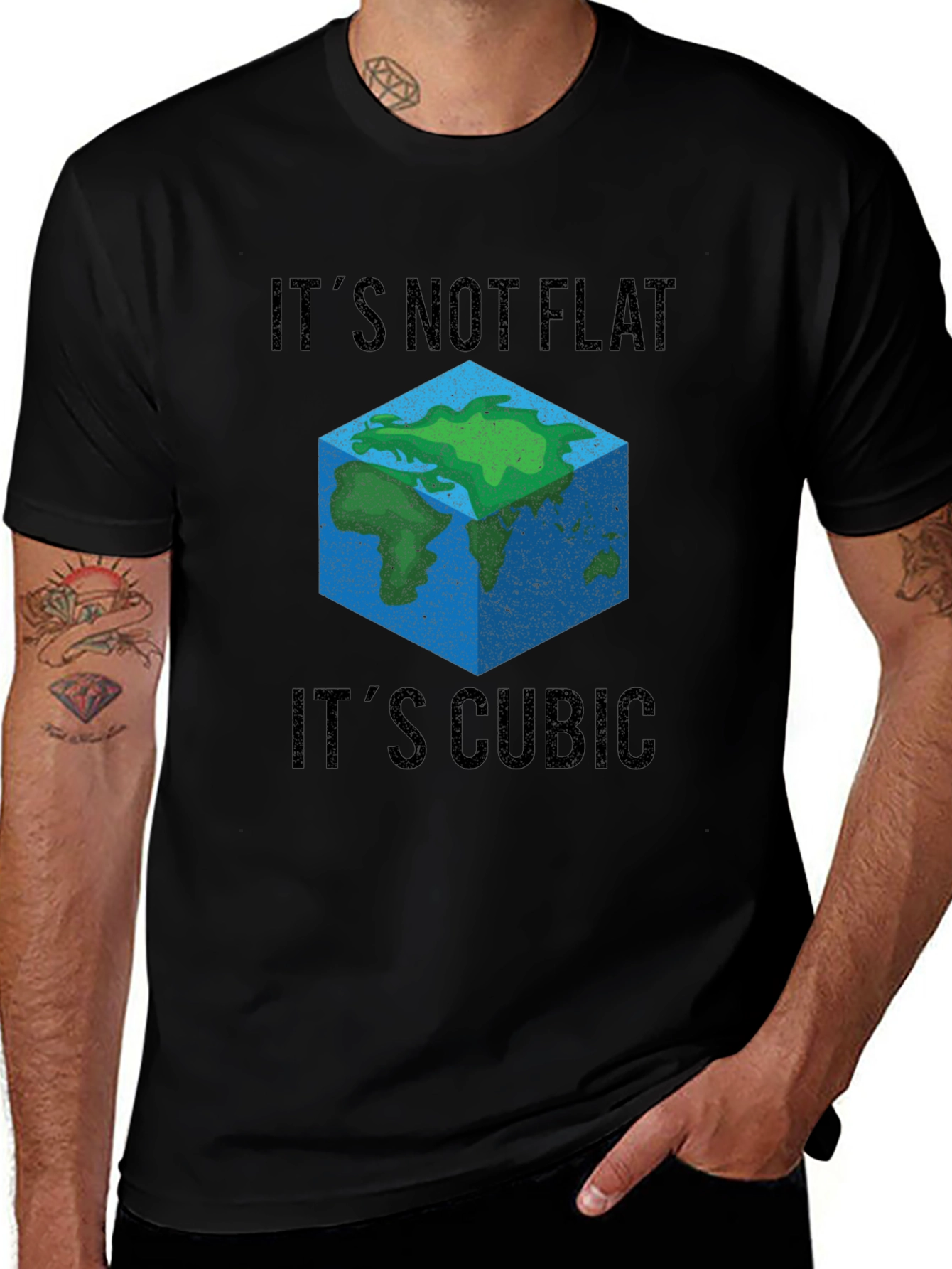 Cubic Earth T-Shirt - Its Not Flat Its Cubic