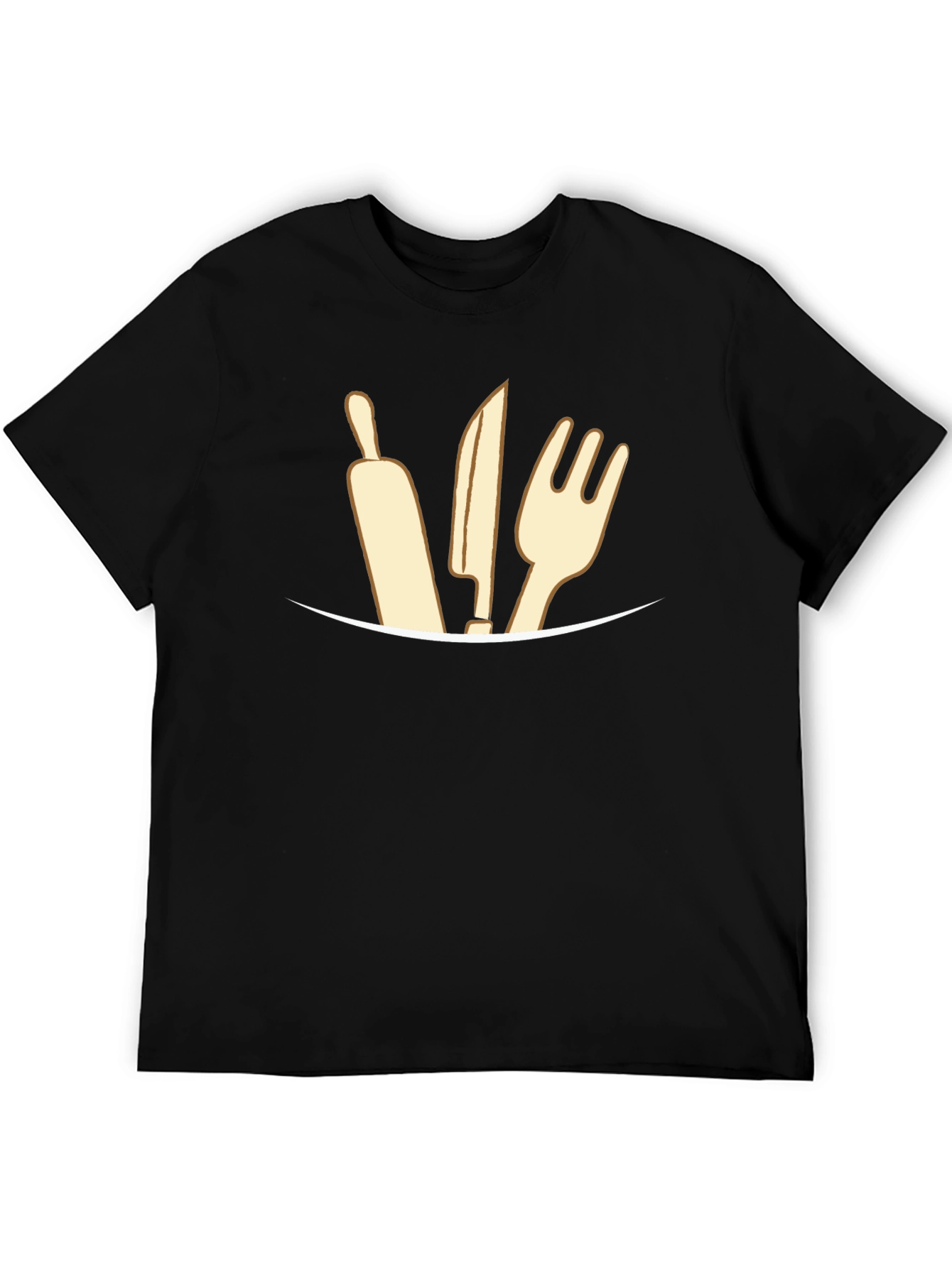 Chef Utensil Graphic Tee - Black Crew Neck T-Shirt