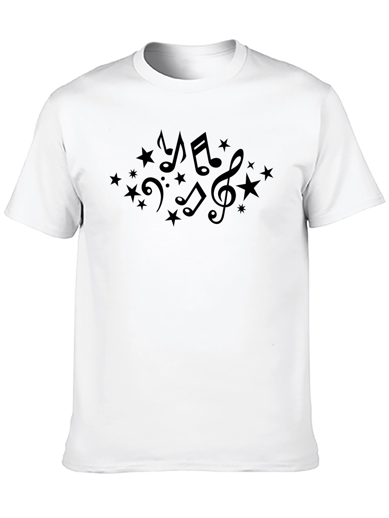 Musical Notes & Stars Graphic Tee - Black