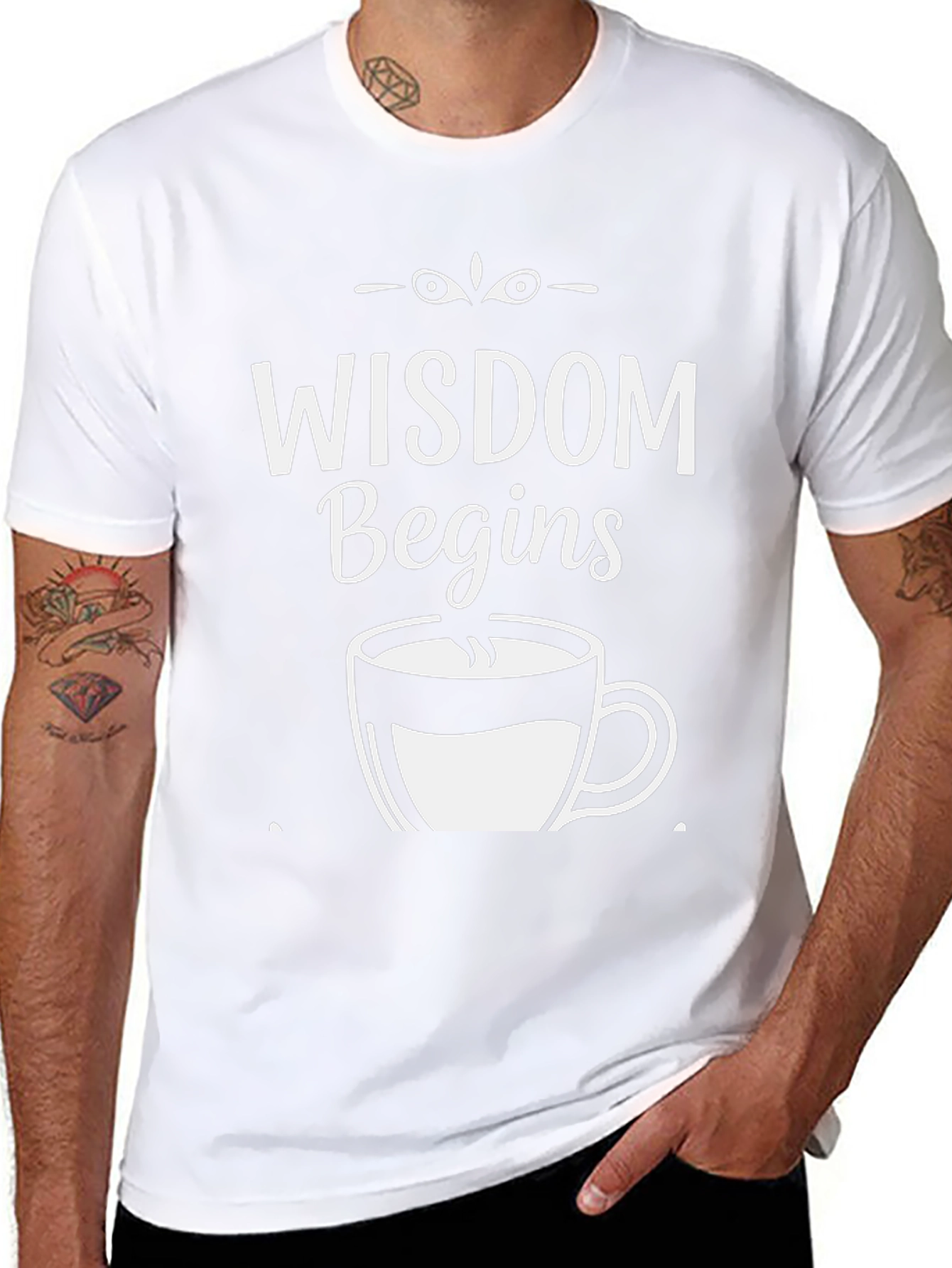 Wisdom Begins With Coffee Graphic Tee - Black T-Shirt