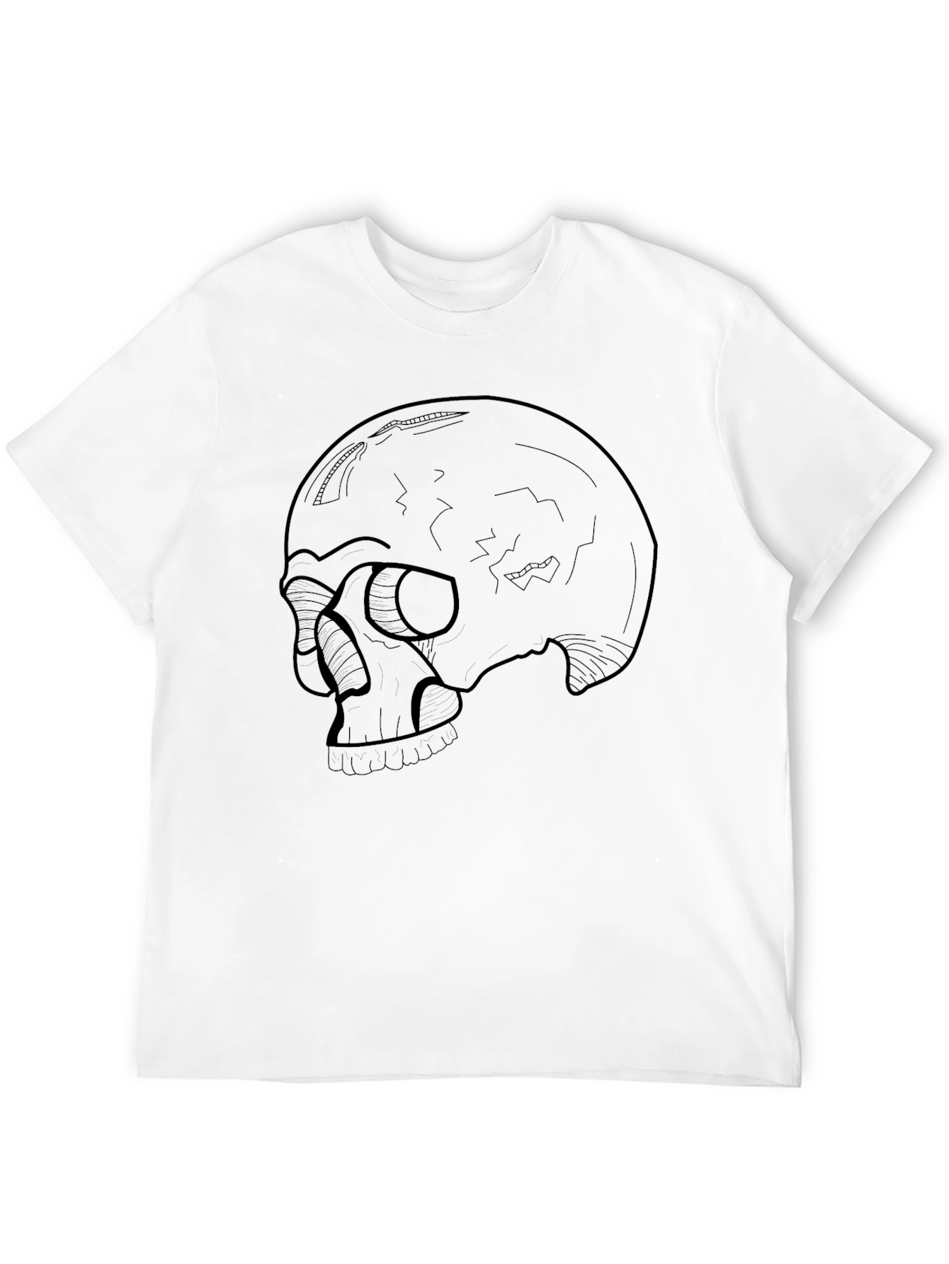Skull Outline Graphic Black T-Shirt