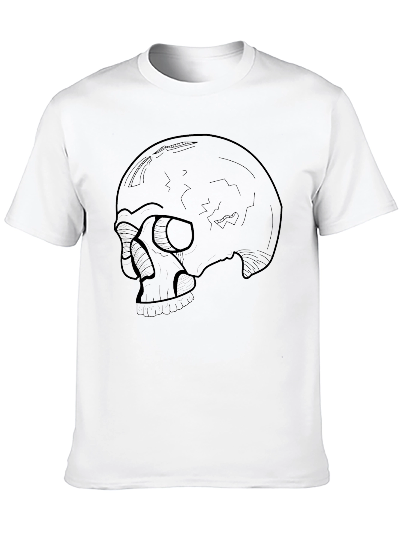 Skull Outline Graphic Black T-Shirt