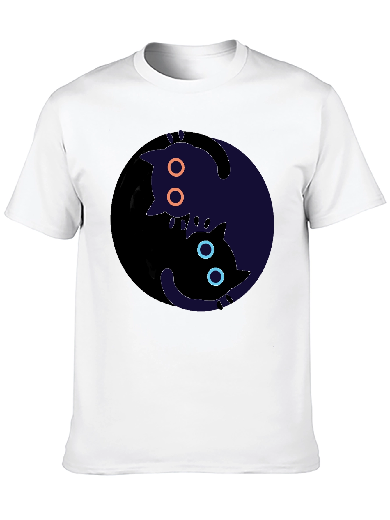 Yin Yang Cats Graphic T-Shirt - Black
