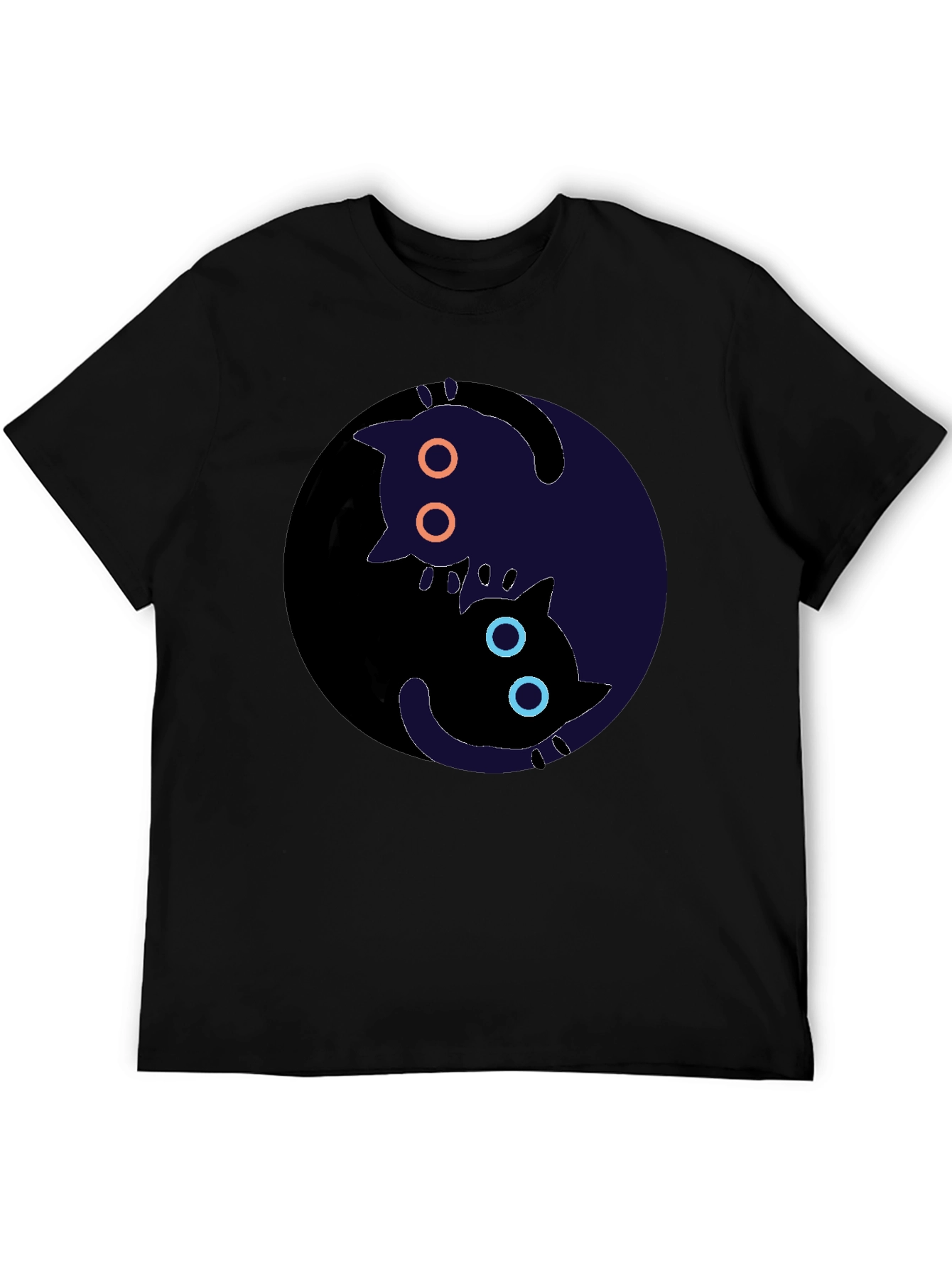 Yin Yang Cats Graphic T-Shirt - Black