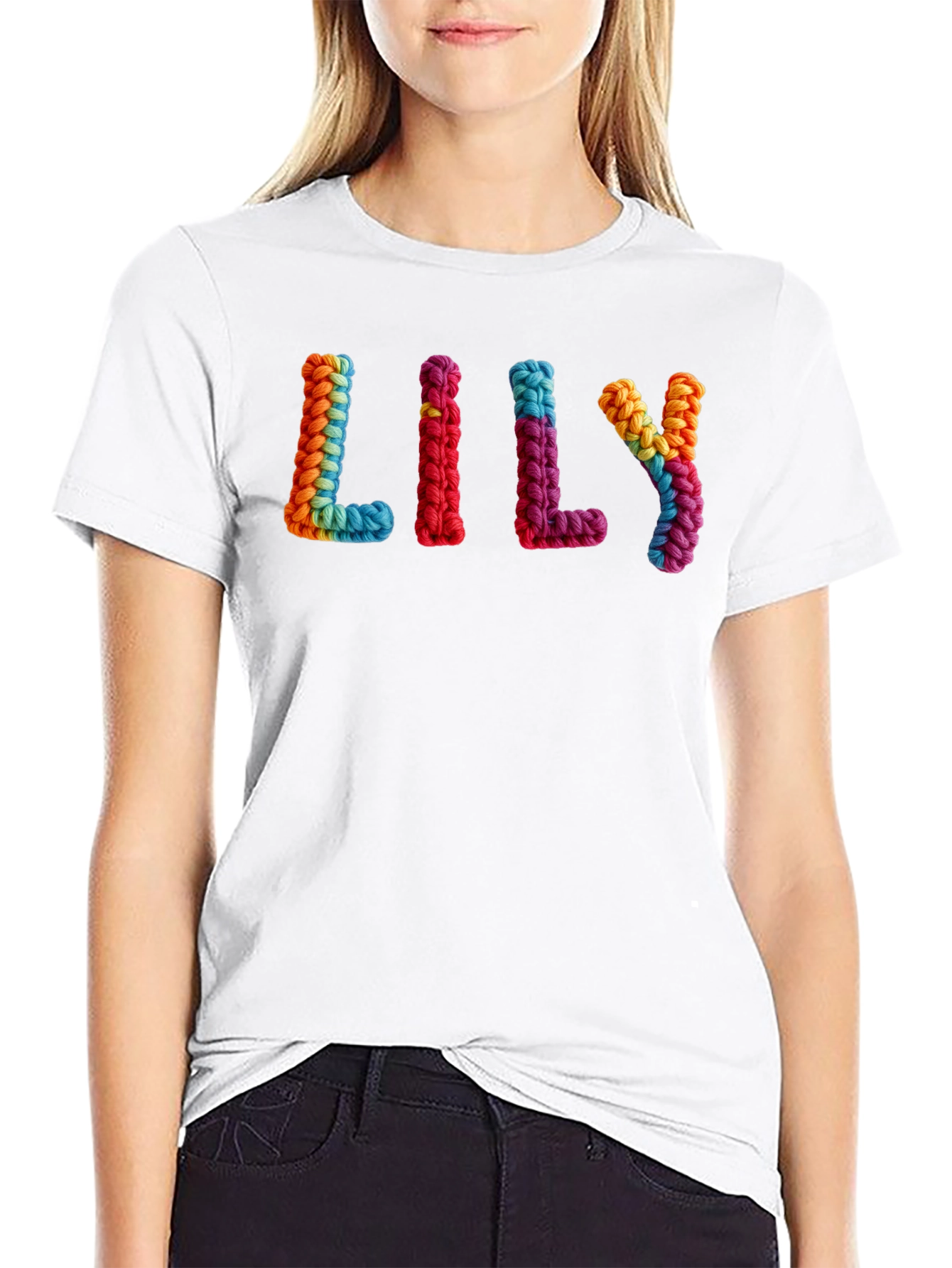 Lily Rainbow Knit Letter T-Shirt - Unisex