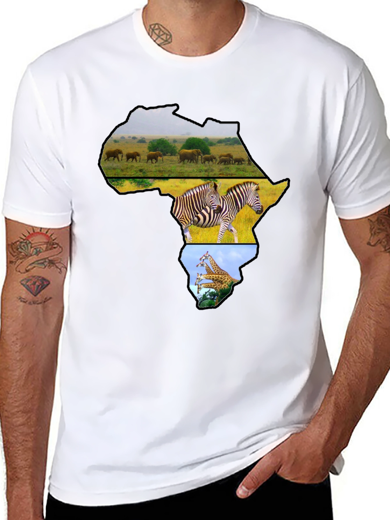 Africa Continent Wildlife Graphic T-Shirt