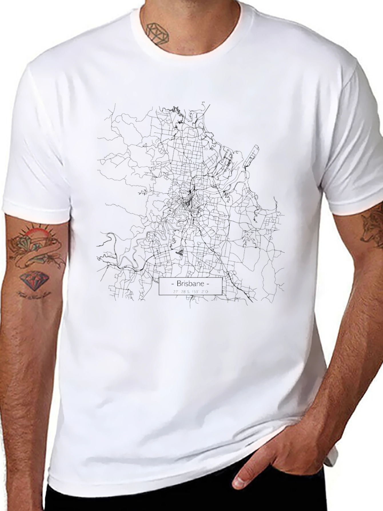 Brisbane City Map Graphic Tee - Black