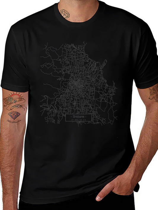 Brisbane City Map Graphic Tee - Black
