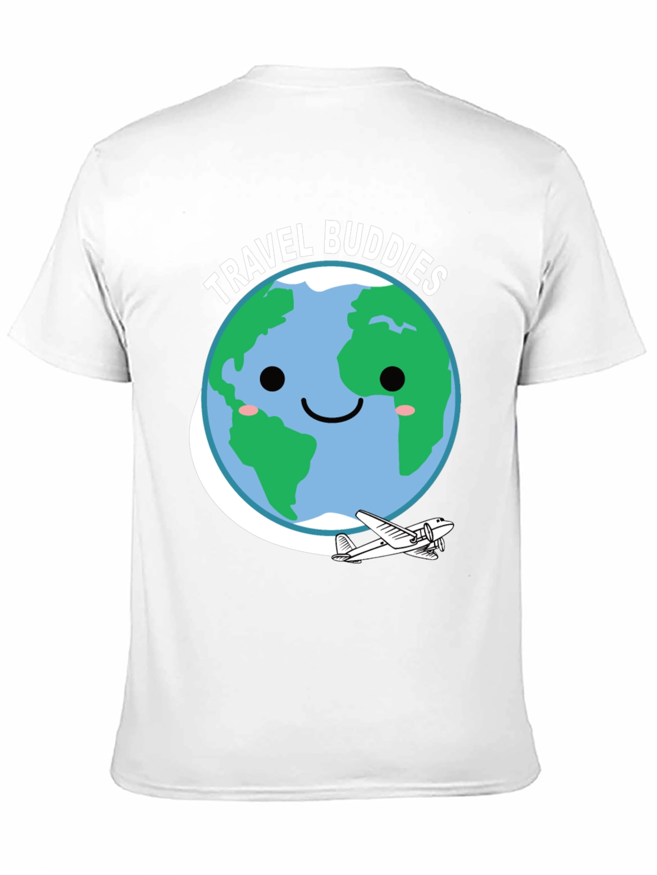 Travel Buddies Graphic Tee - Earth & Airplane Design