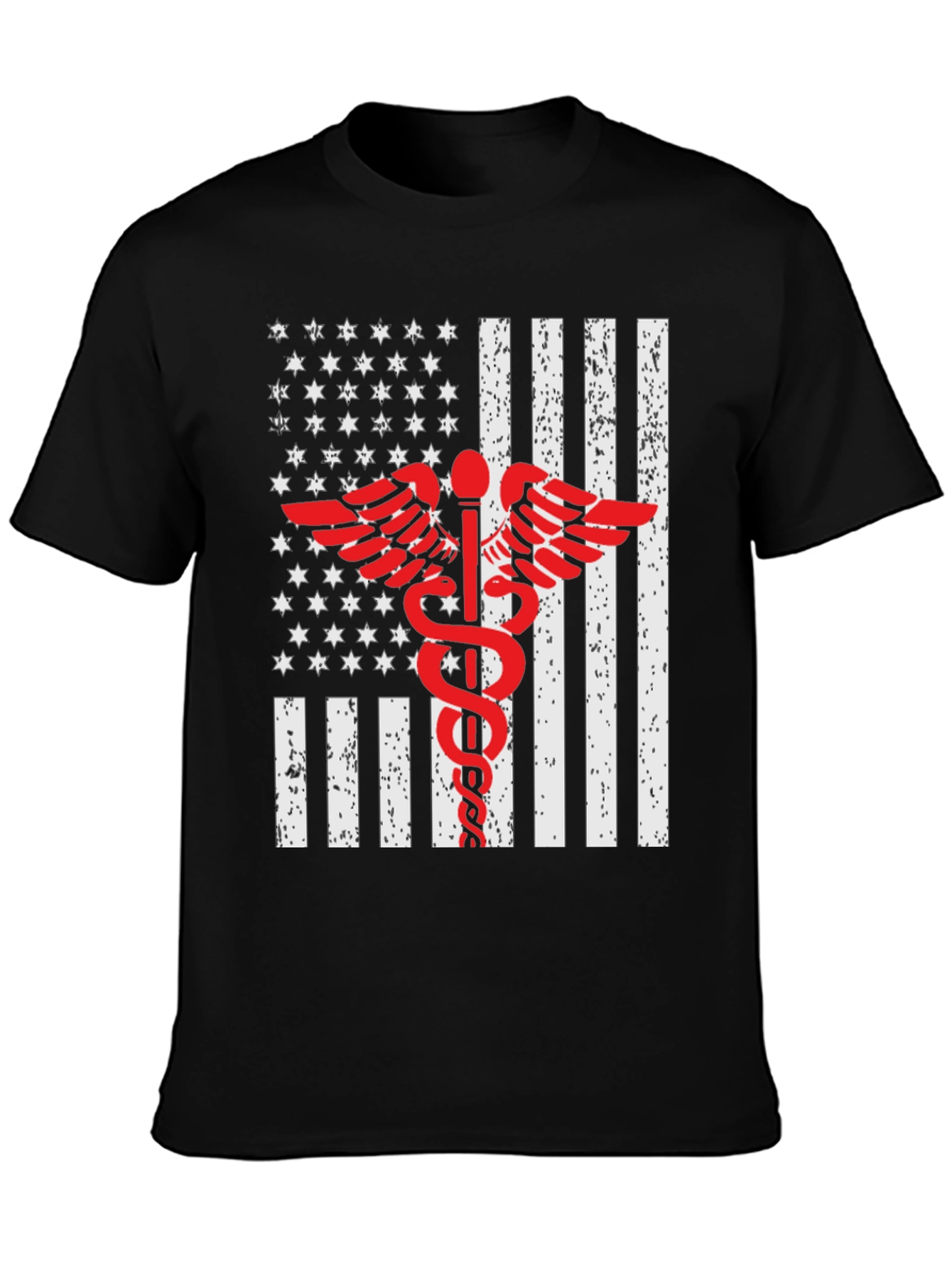 Patriotic Medical T-Shirt - American Flag Caduceus