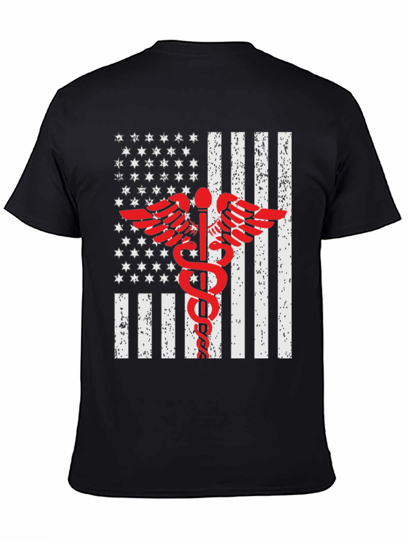 Patriotic Medical T-Shirt - American Flag Caduceus